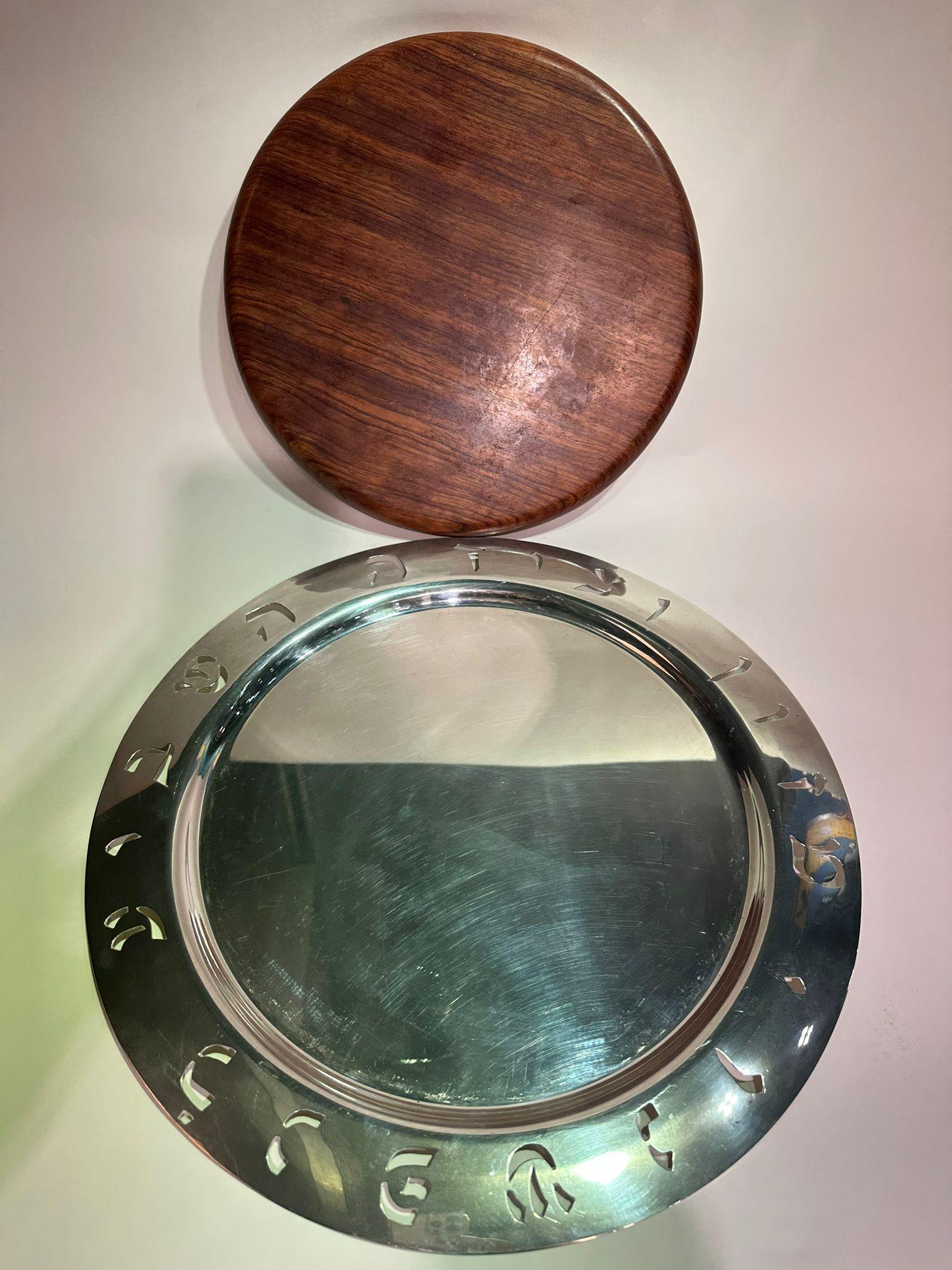 Bandeja redonda grande de plata de ley Ludwig Wolpert Estadounidense en venta