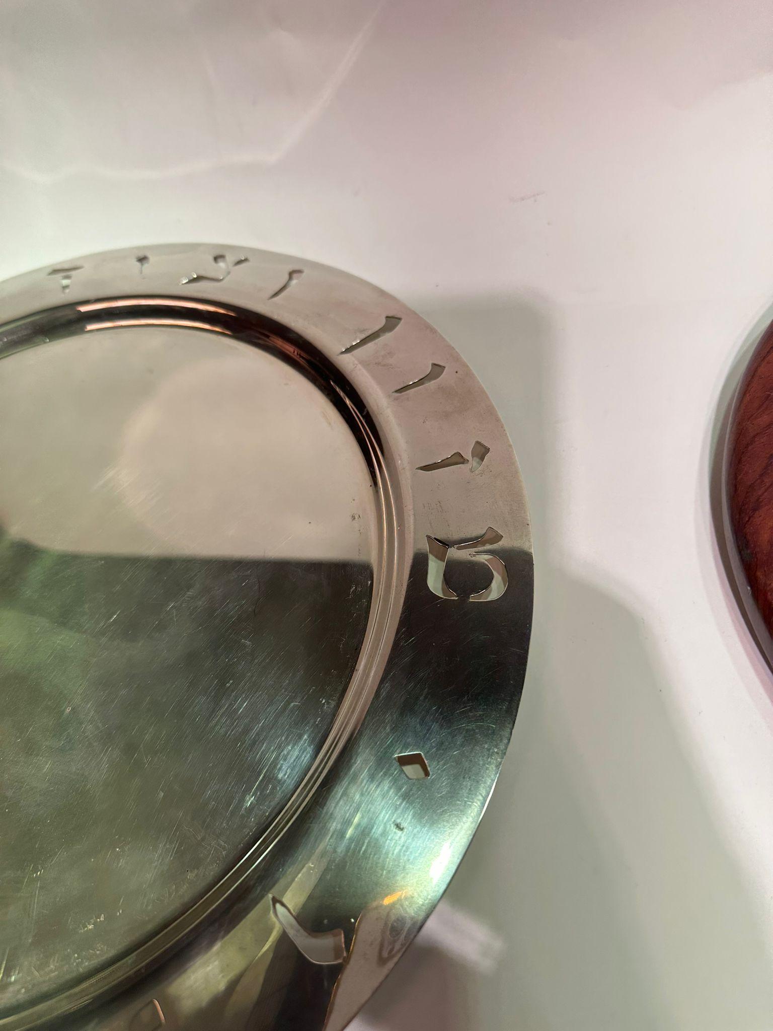 Bandeja redonda grande de plata de ley Ludwig Wolpert mediados del siglo XX en venta