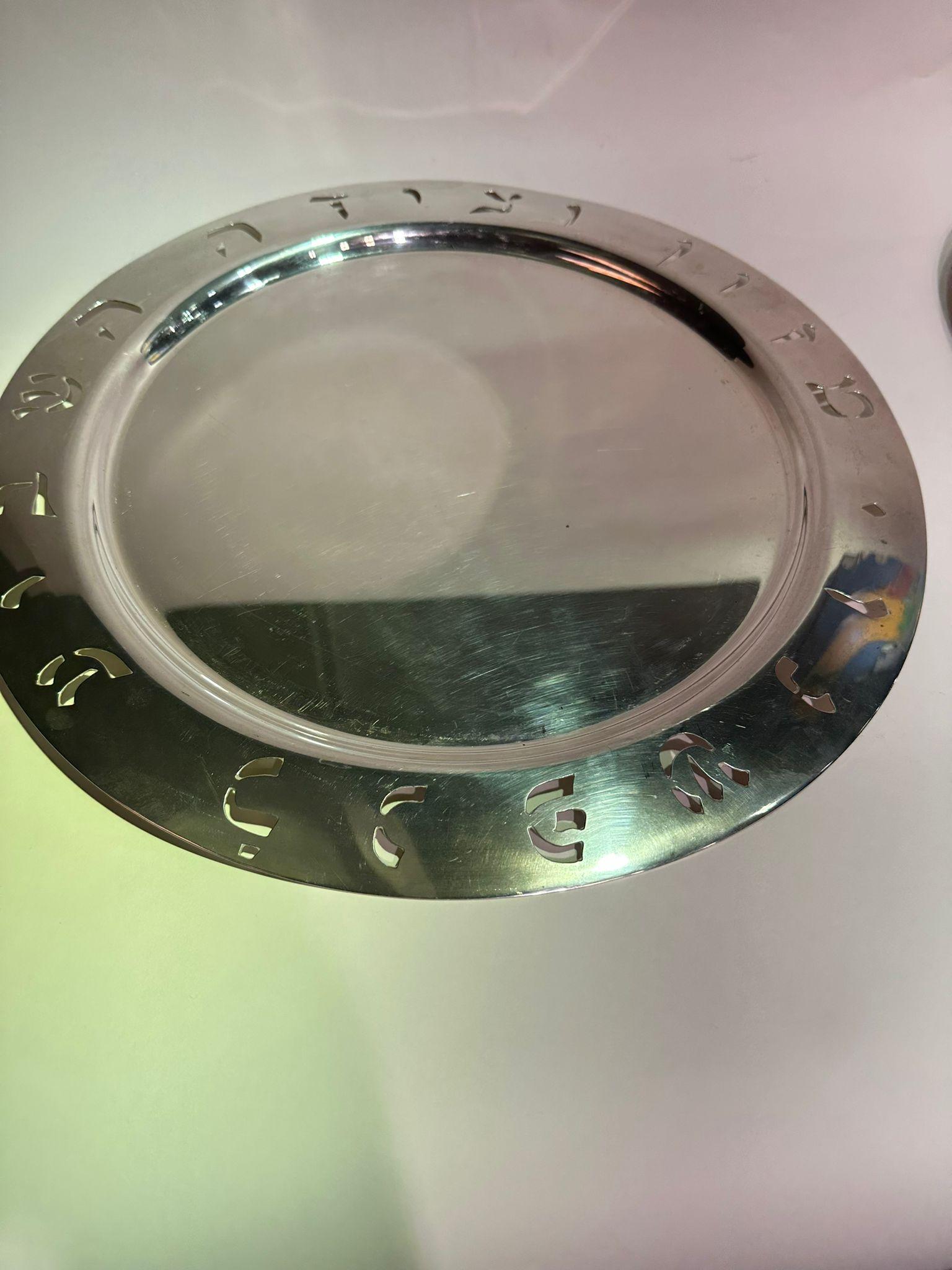 Bandeja redonda grande de plata de ley Ludwig Wolpert Plata esterlina en venta