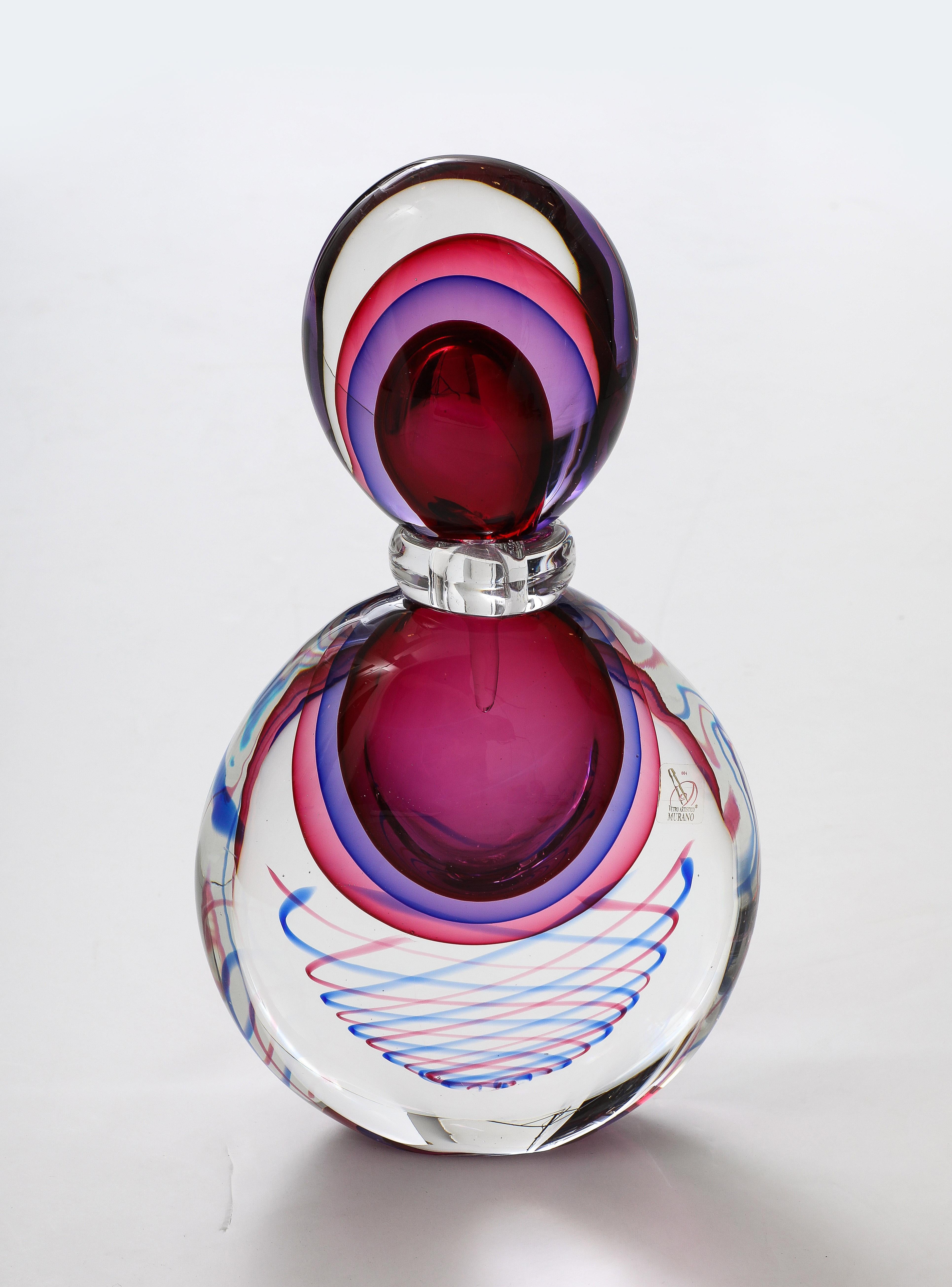 Mid-Century Modern Large Luigi Onesto Murano Glass Bottle  For Sale