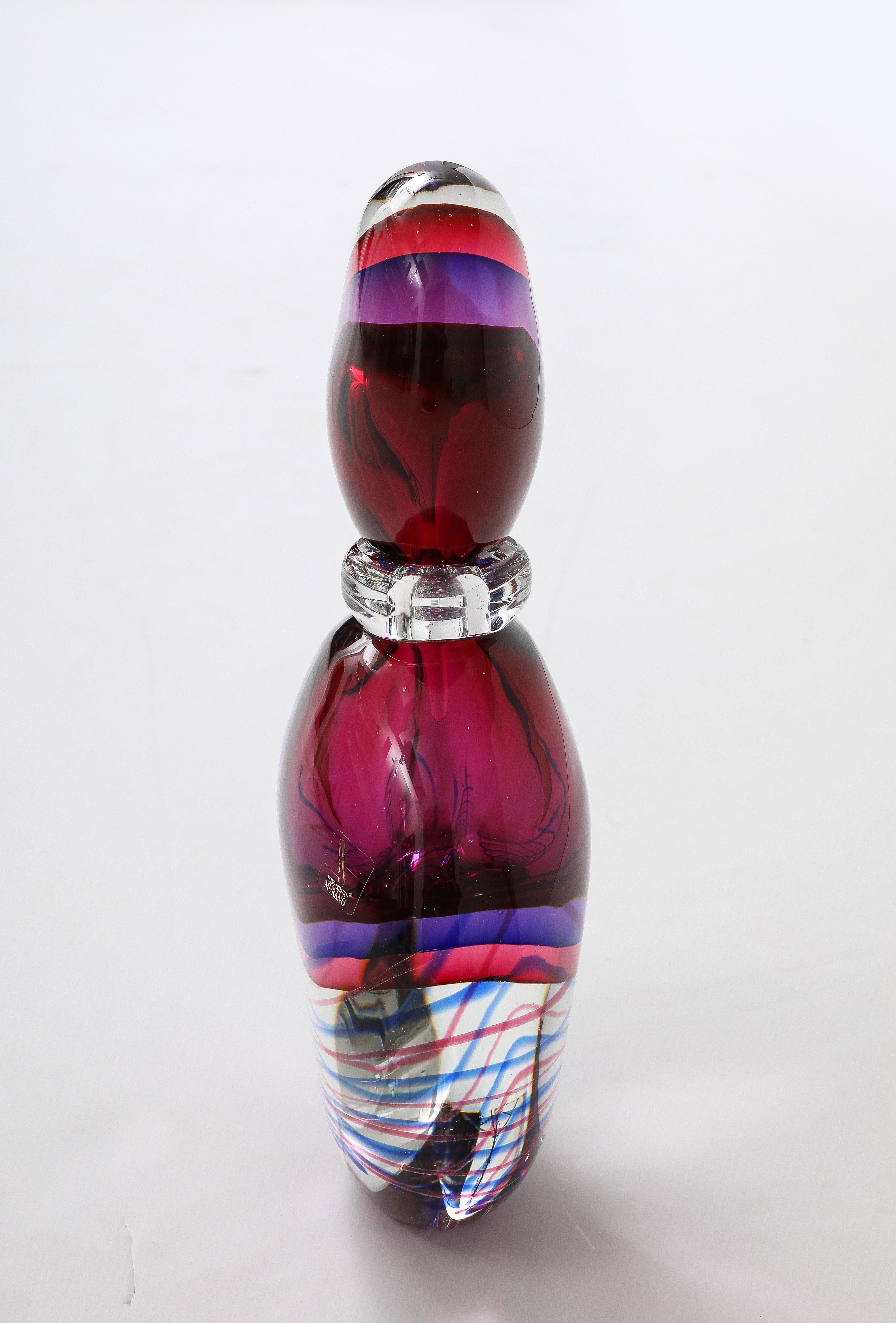 Late 20th Century Large Luigi Onesto Murano Glass Bottle  For Sale