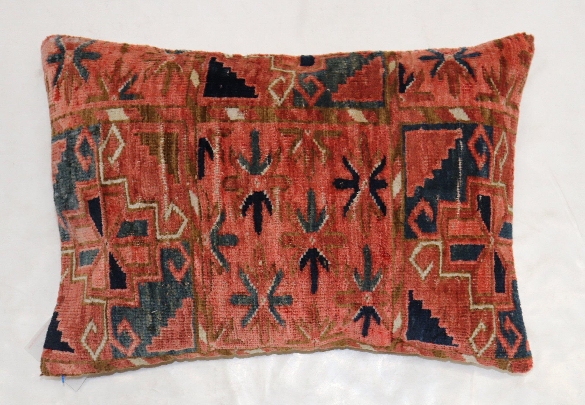Hand-Woven Large Lumbar Turkeman Rug Pillow