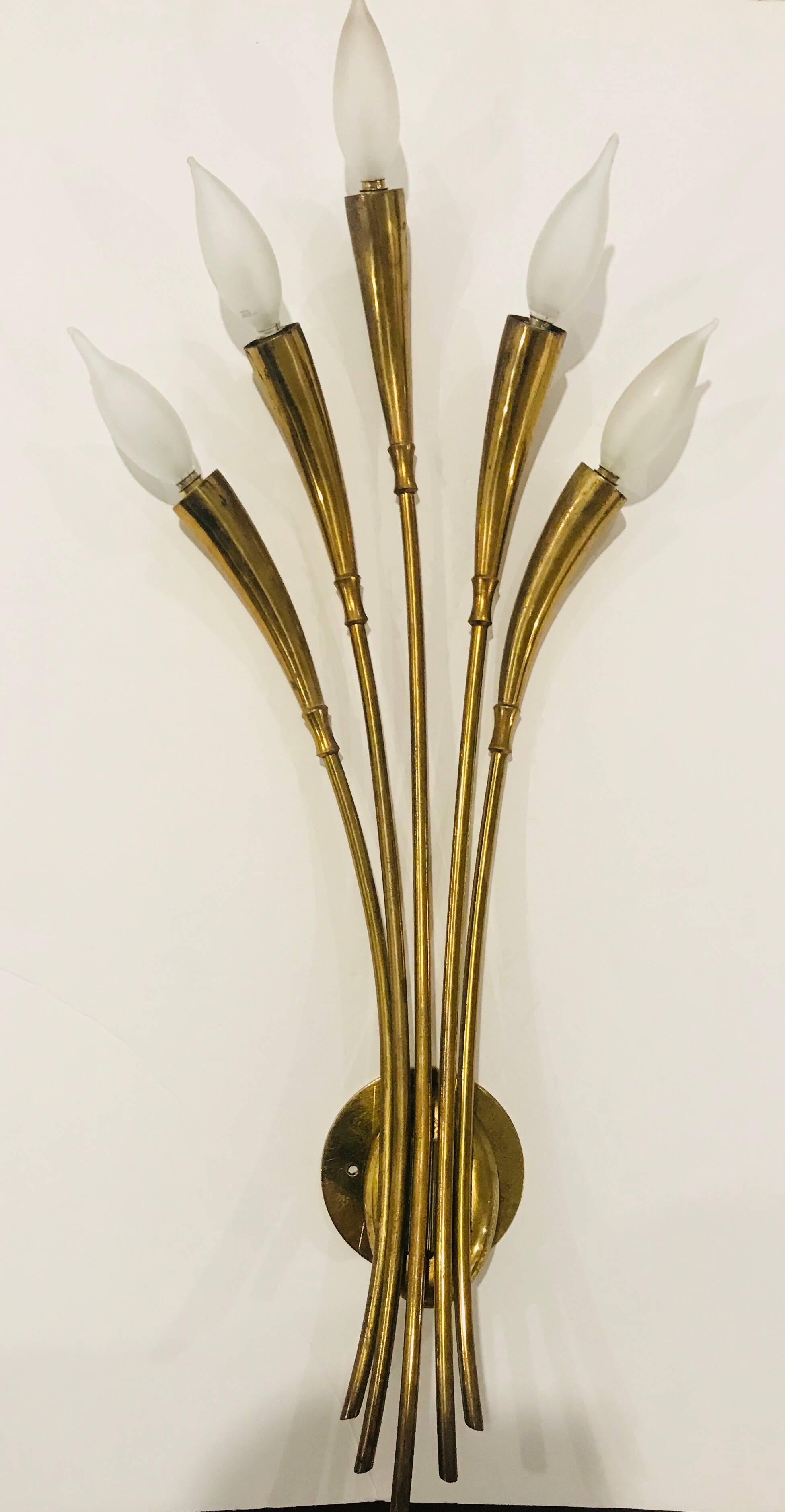Large Lumi Italian Midcentury Floral Wall Light For Sale 2