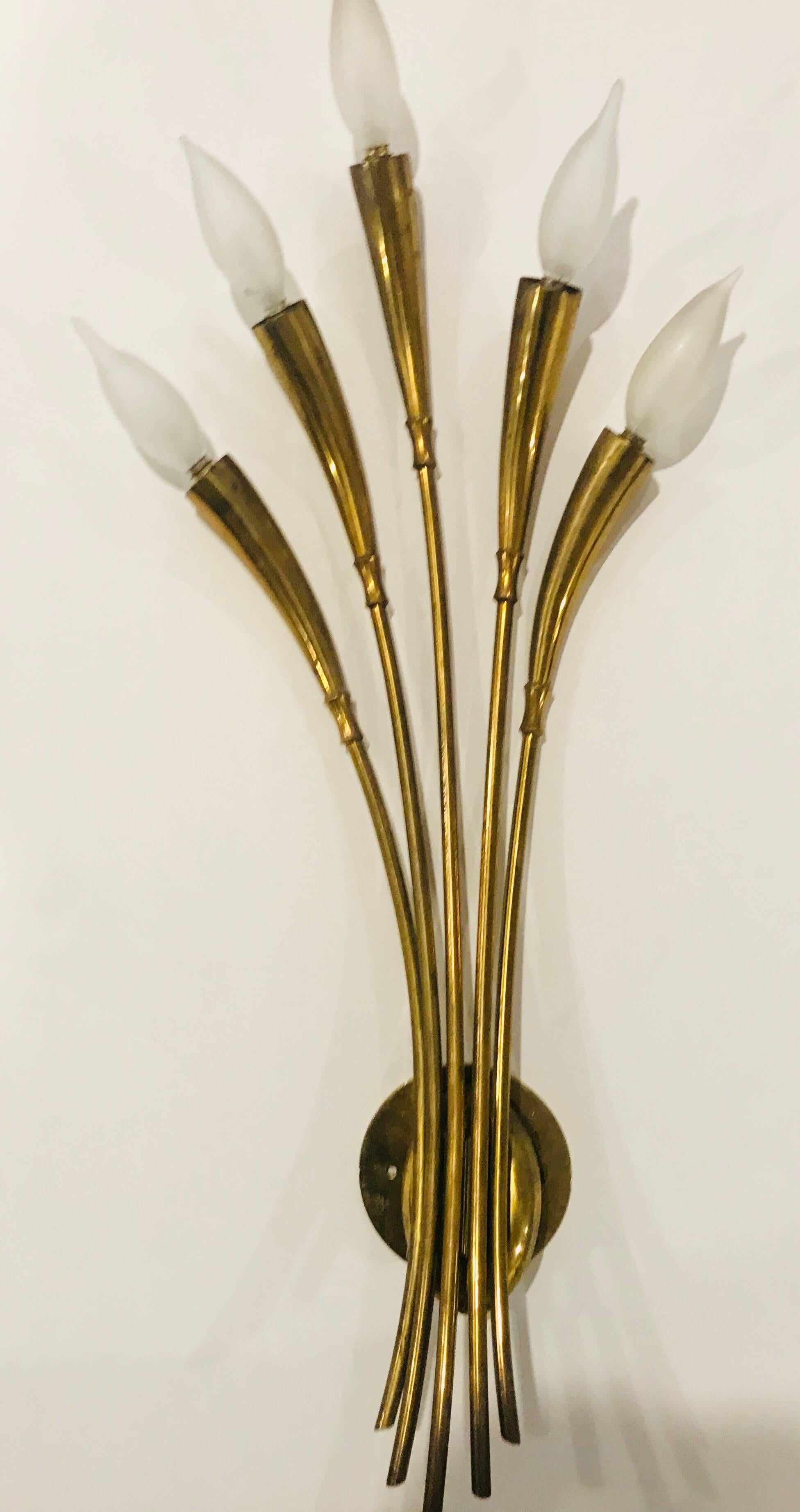 Large Lumi Italian Midcentury Floral Wall Light For Sale 3