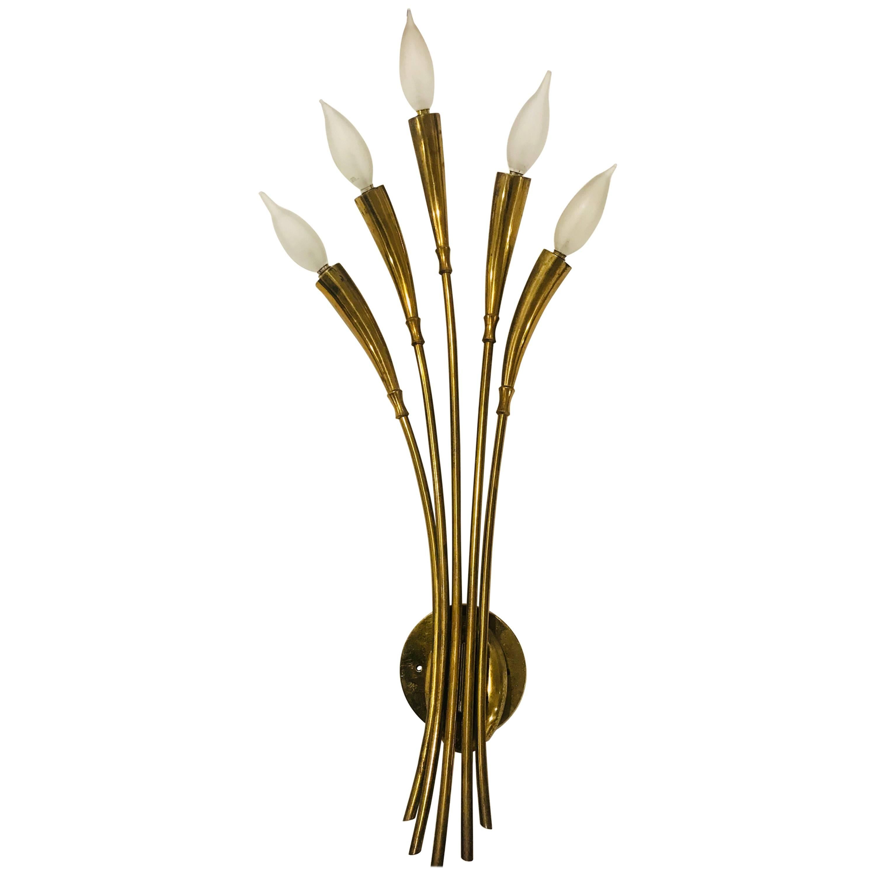 Large Lumi Italian Midcentury Floral Wall Light For Sale