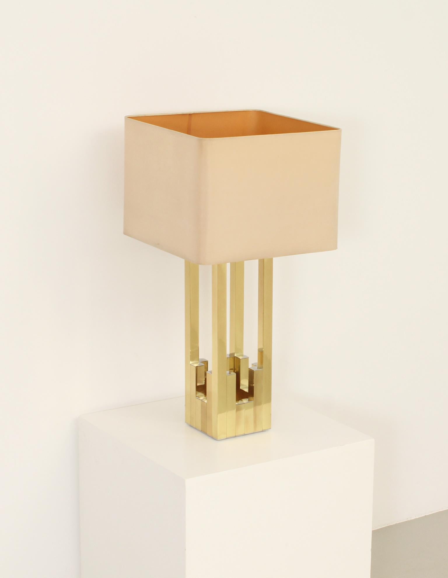 Late 20th Century Large Lumica Brass Table Lamp, Spain, 1970s For Sale
