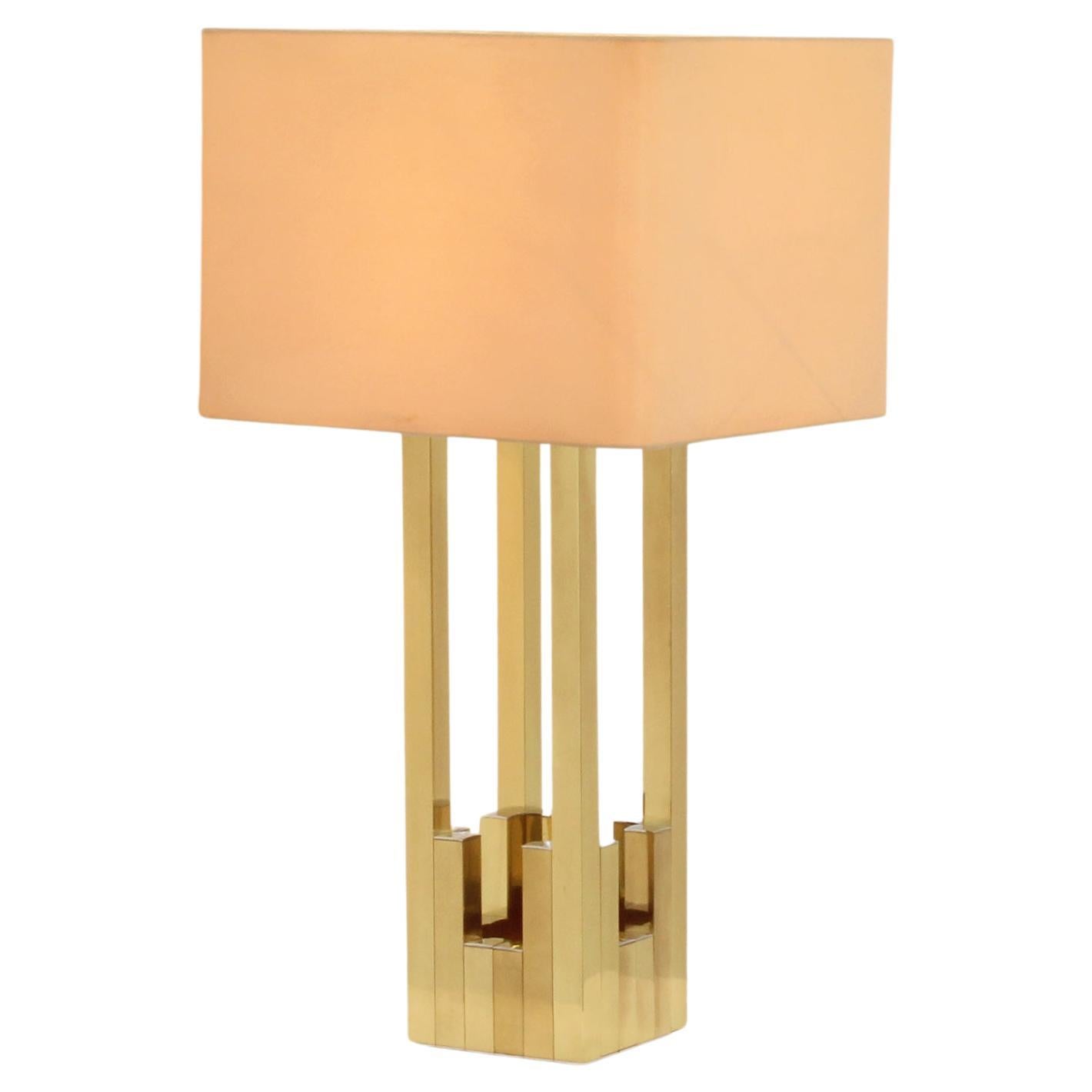 Large Lumica Brass Table Lamp, Spain, 1970s For Sale