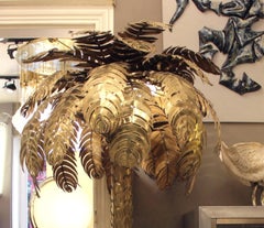 Large luminous palm tree by C.Techouyeres, Maison Jansen, France circa 1970/1980