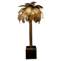 Large luminous palm tree by C.Techouyeres, Maison Jansen, France circa 1970/1980