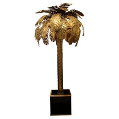 Large luminous palm tree by C.Techouyeres, Maison Jansen, France circa 1970/1980