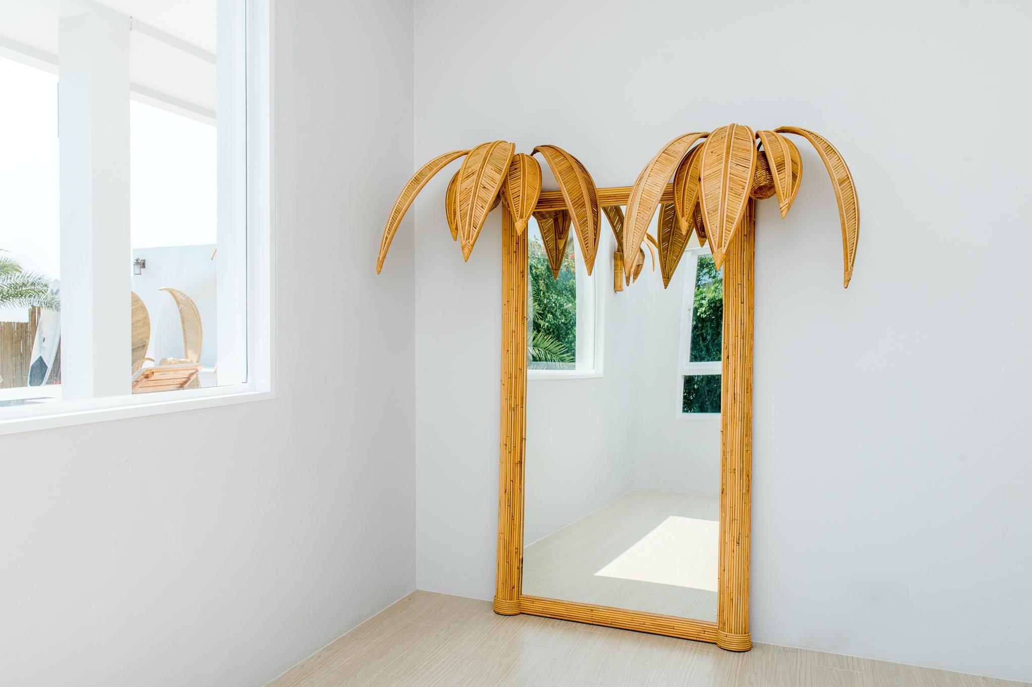 Large Lumious Rattan Double Coconut Tree / Palm Tree Mirror 1