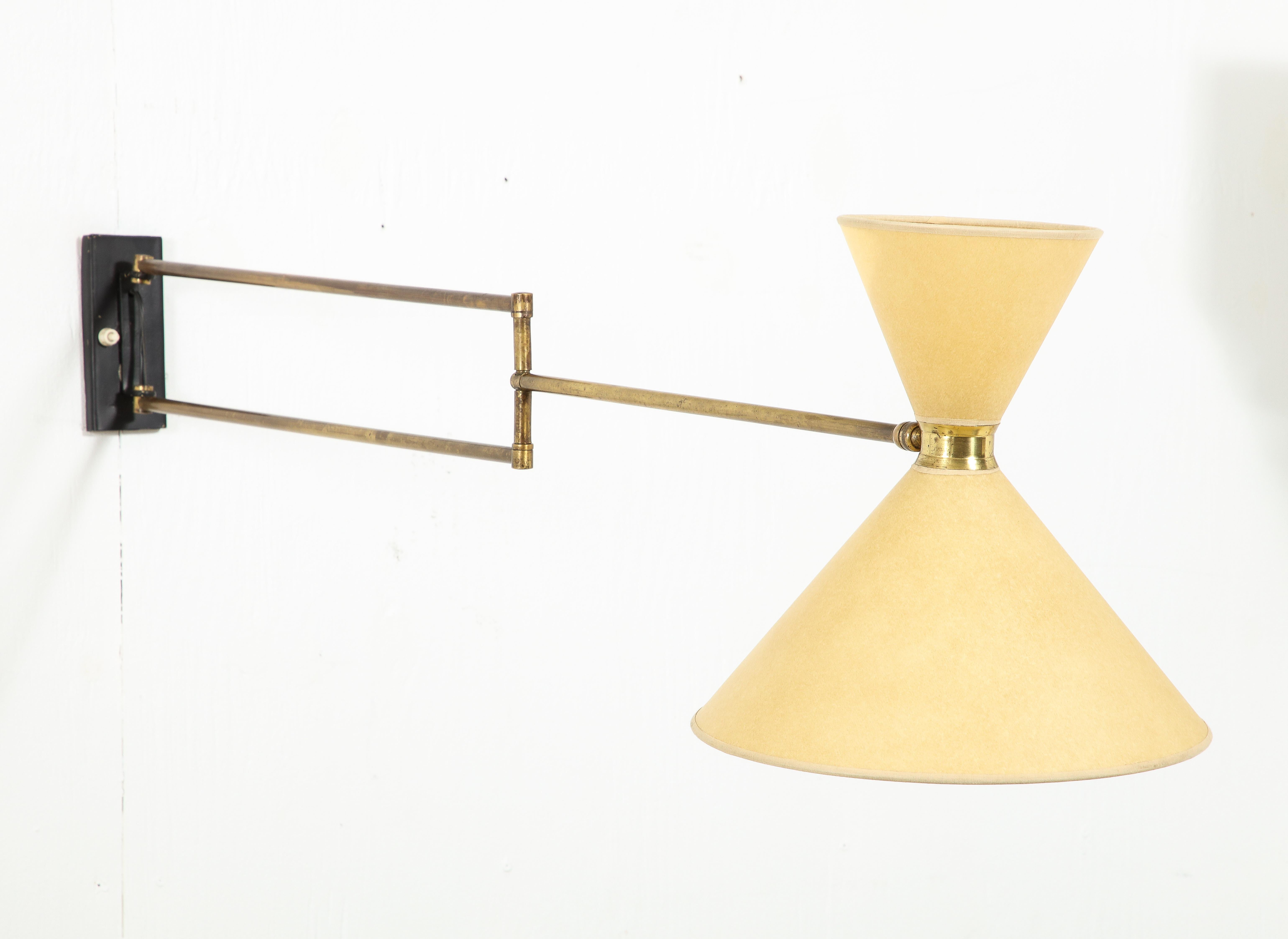 Large Lunel Brass Rectangle Swingarm, France 1950's For Sale 1