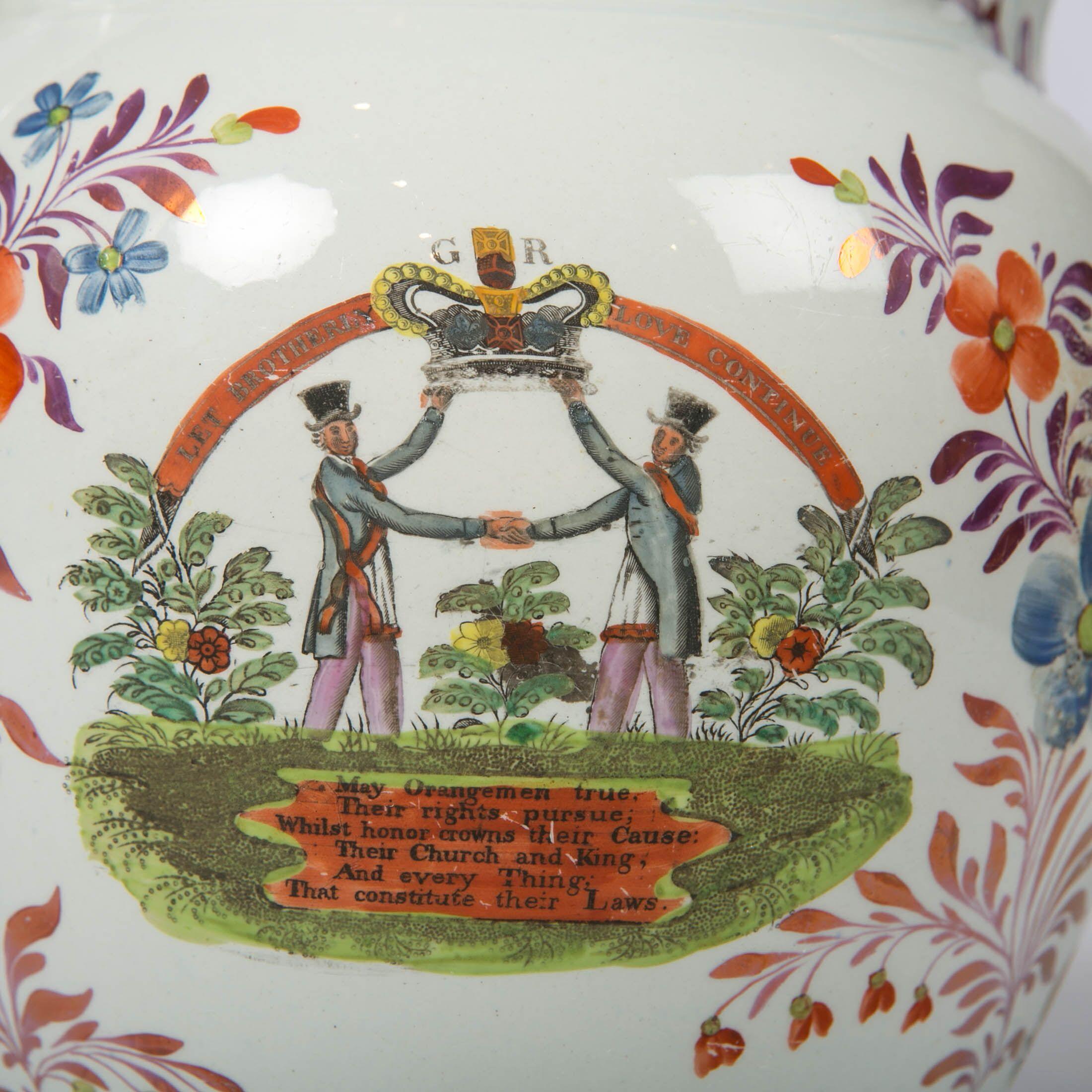 19th Century Large Lustre Ware Pitcher Dated 1824 for the Orange Order of Northern Ireland