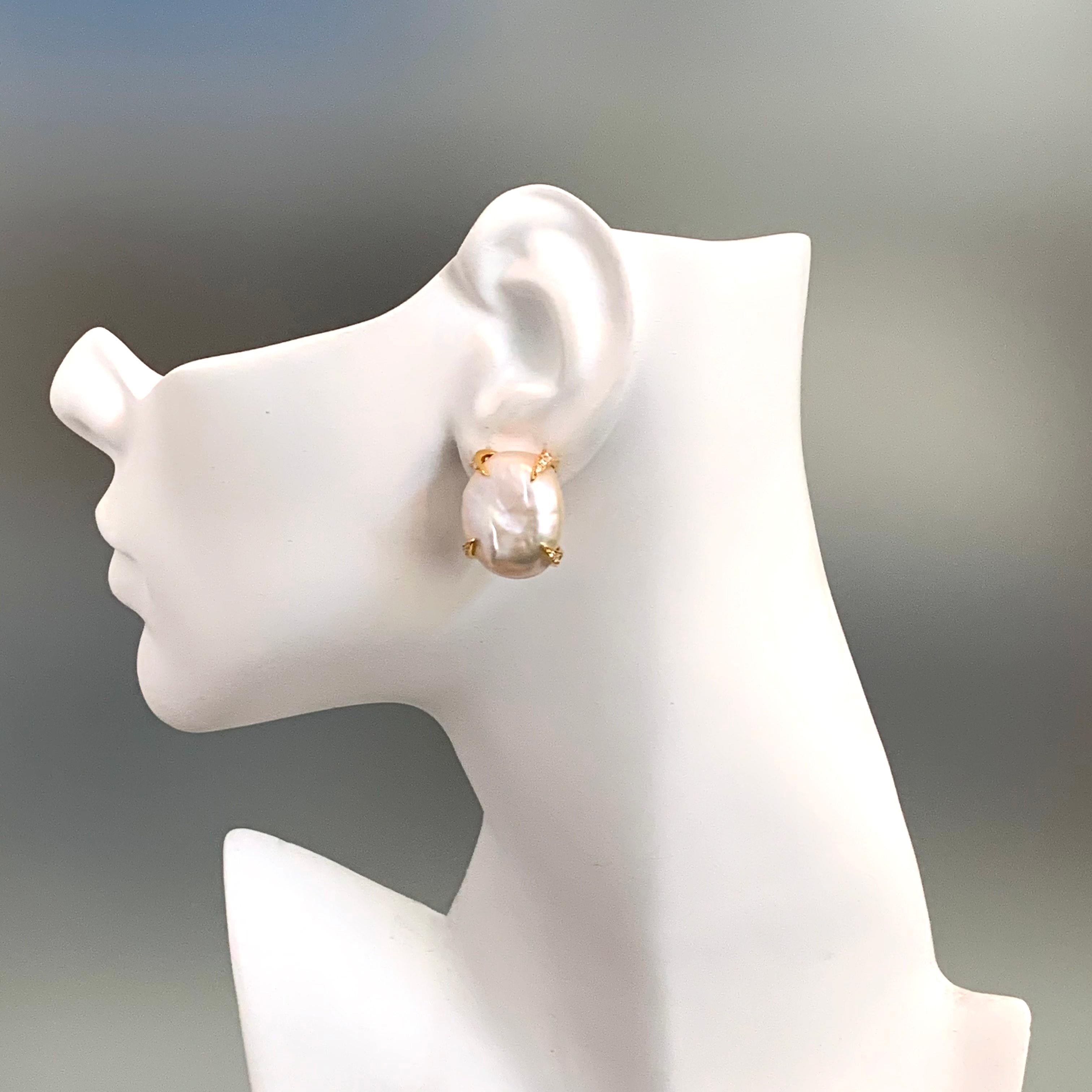 large pearl clip on earrings