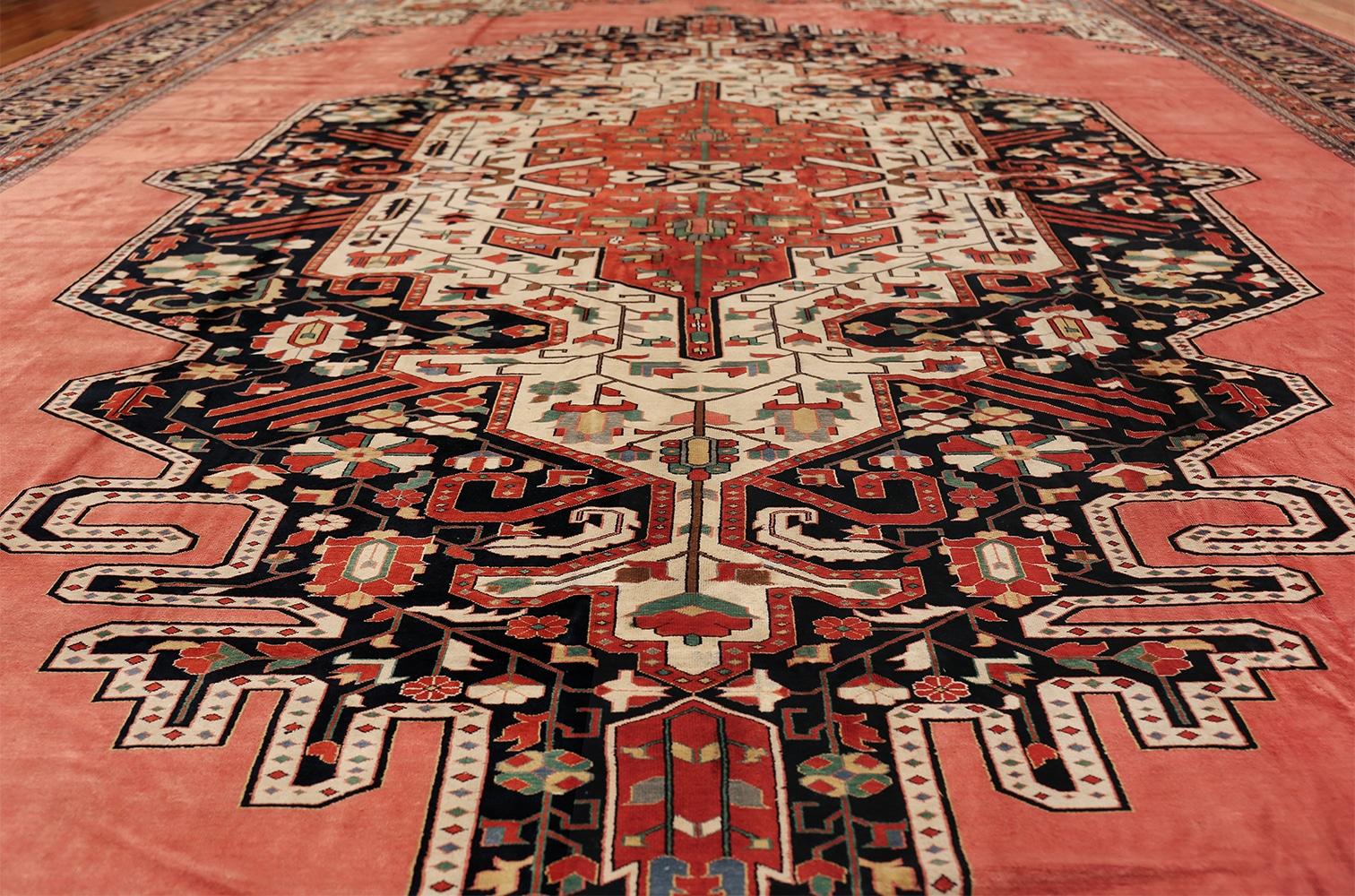 Vintage Persian Silk Heriz Rug. Size: 13 ft 1 in x 19 ft  For Sale 4