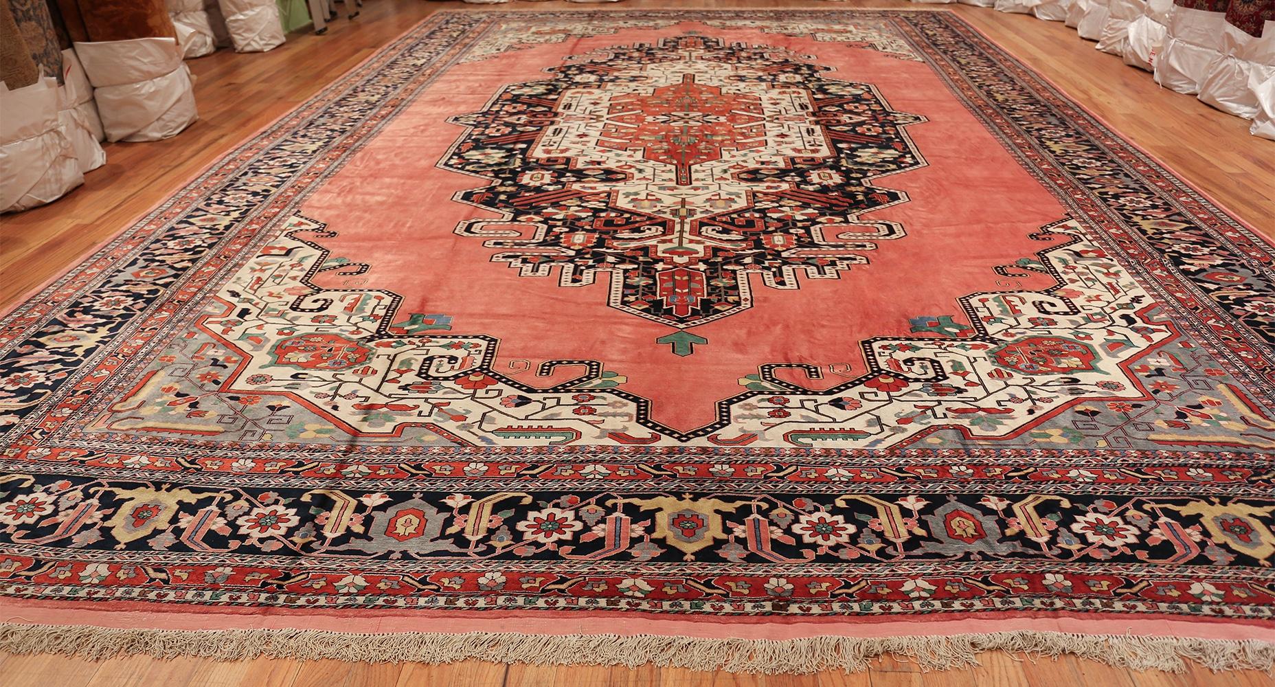 Vintage Persian Silk Heriz Rug. Size: 13 ft 1 in x 19 ft  For Sale 9