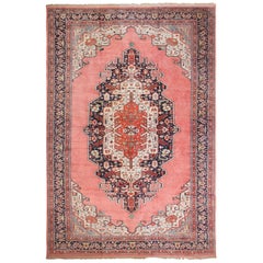 Vintage Persian Silk Heriz Rug. Size: 13 ft 1 in x 19 ft 