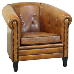Large luxury sheep leather club chair with a unique appearance