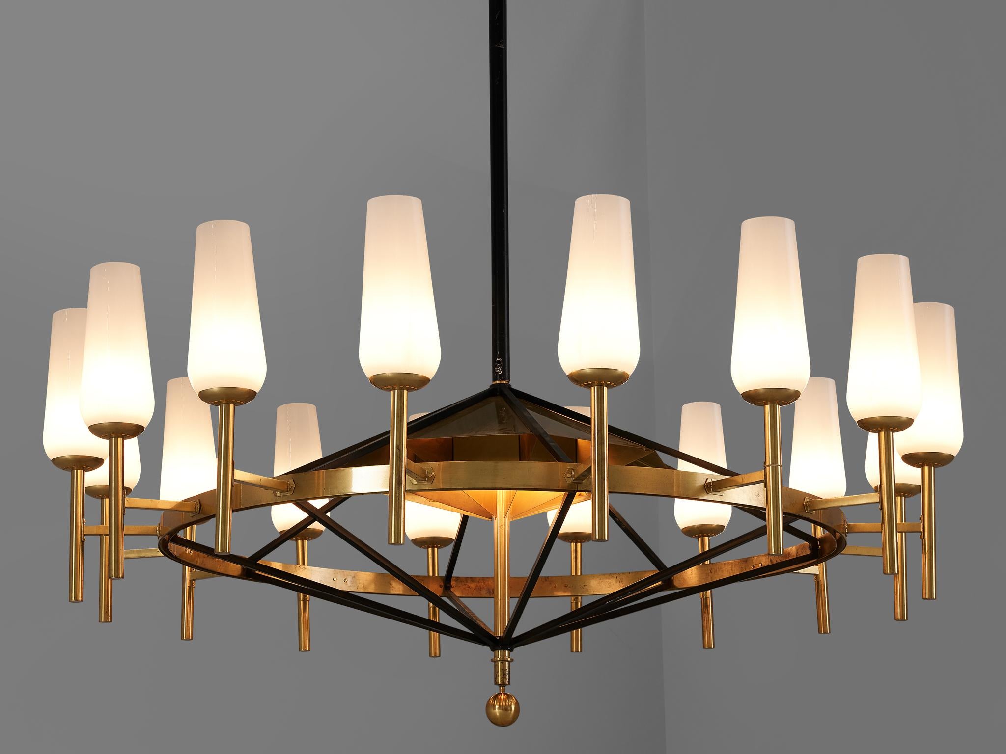 Large Luxus Chandelier by Uno and Östen Kristiansson In Good Condition In Waalwijk, NL
