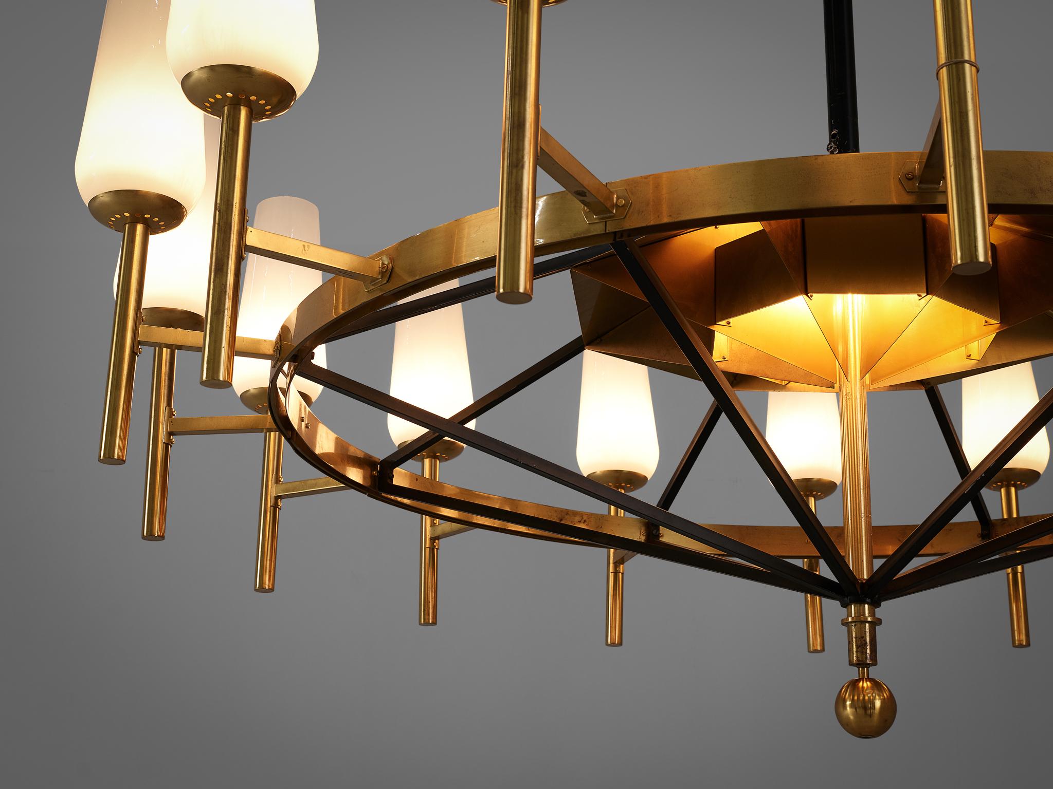 Mid-20th Century Large Luxus Chandelier by Uno and Östen Kristiansson