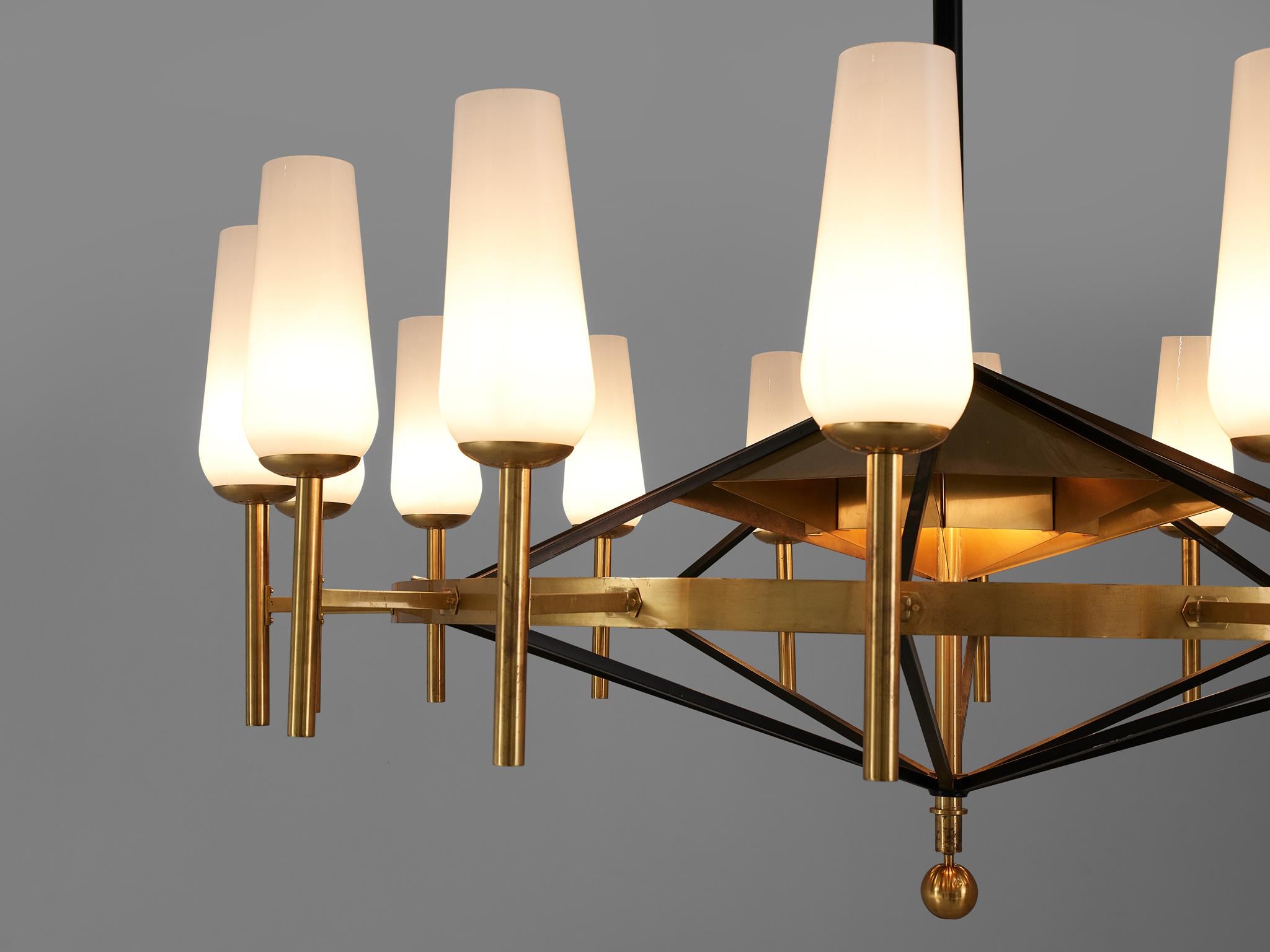 Metal Large Luxus Chandelier by Uno and Östen Kristiansson