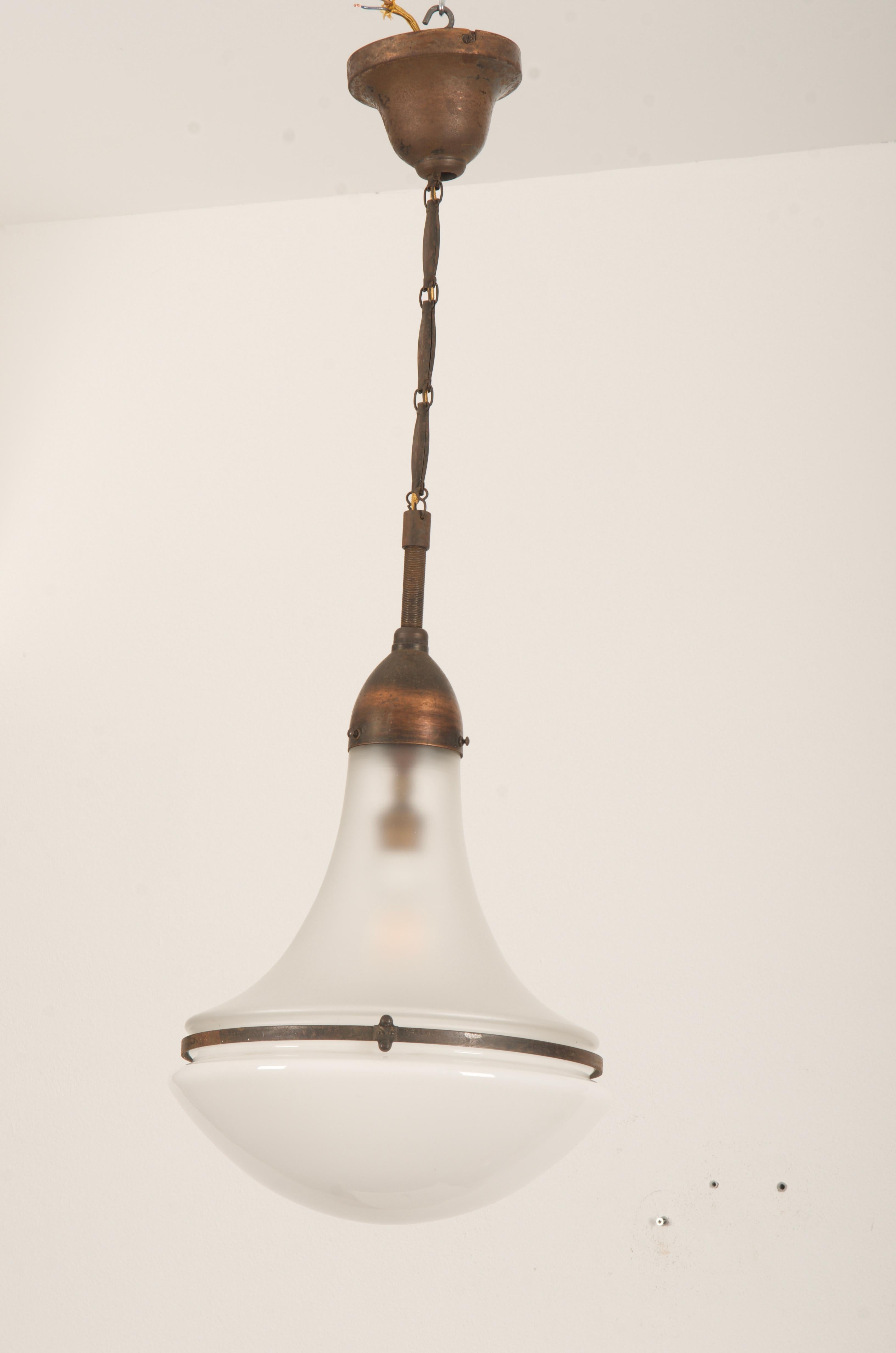 Bauhaus Large Luzette Pendant by Peter Behrens for Siemens Schuckert