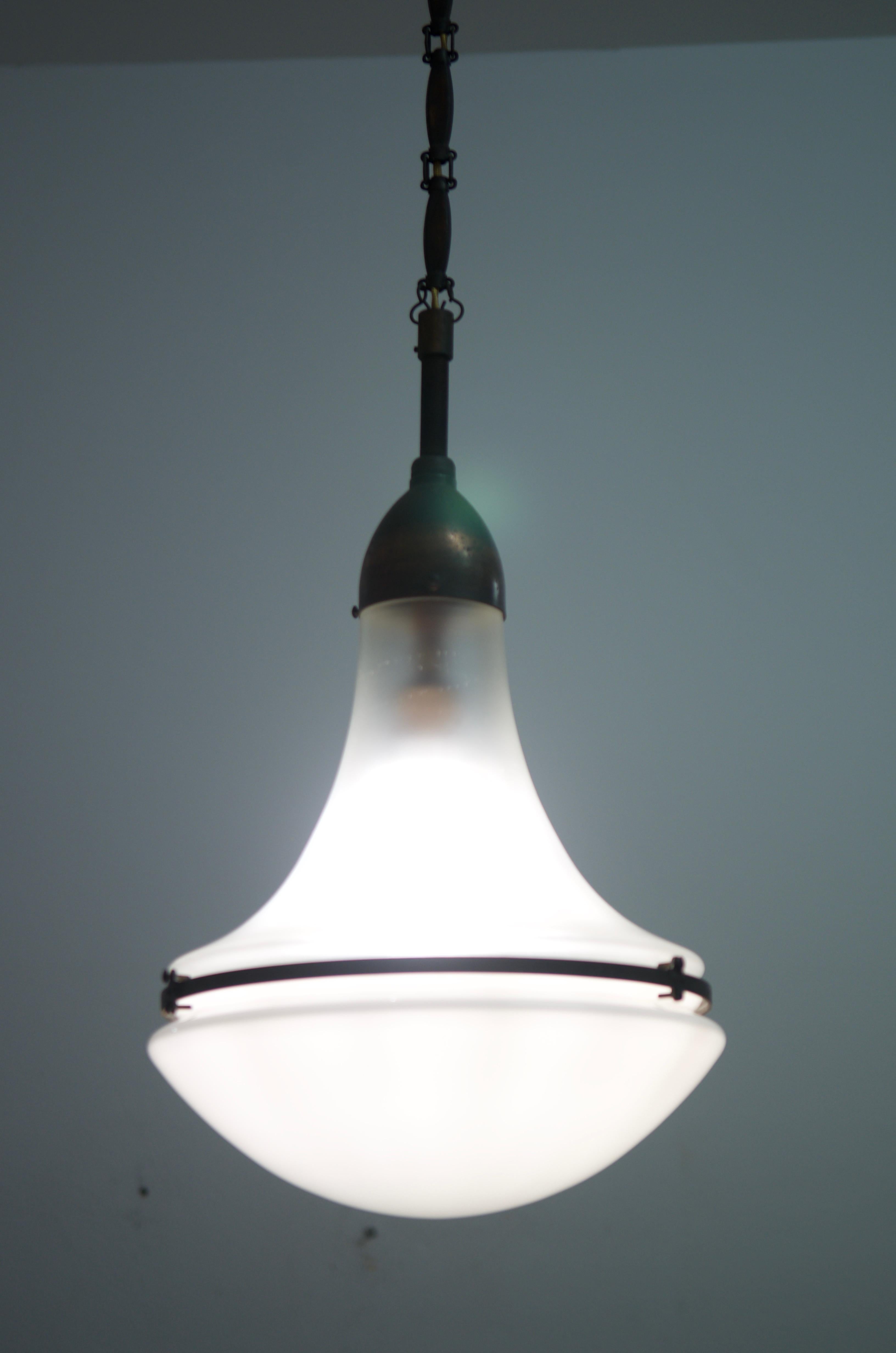 German Large Luzette Pendant by Peter Behrens for Siemens Schuckert