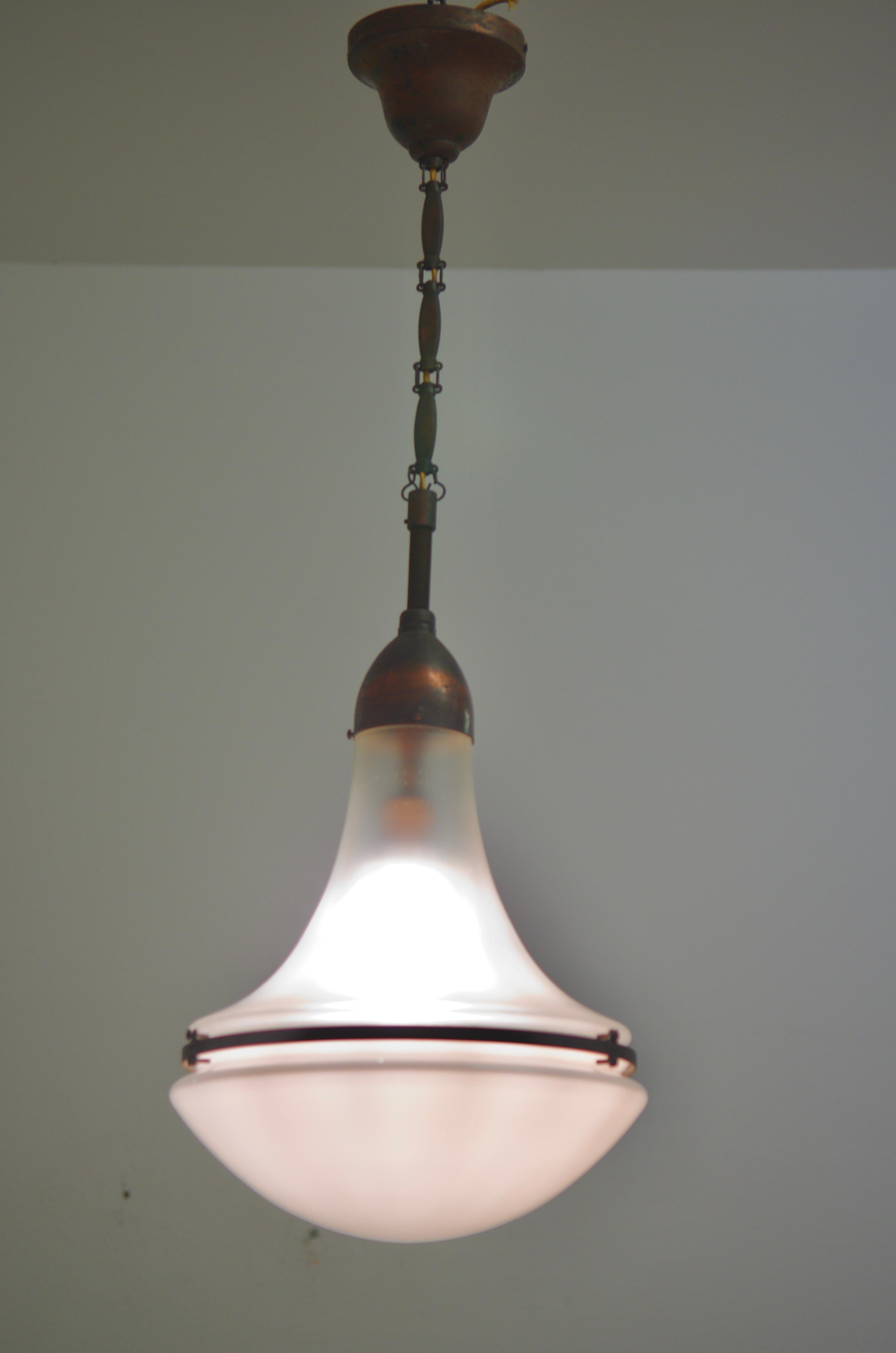 Large Luzette Pendant by Peter Behrens for Siemens Schuckert In Fair Condition In Vienna, AT