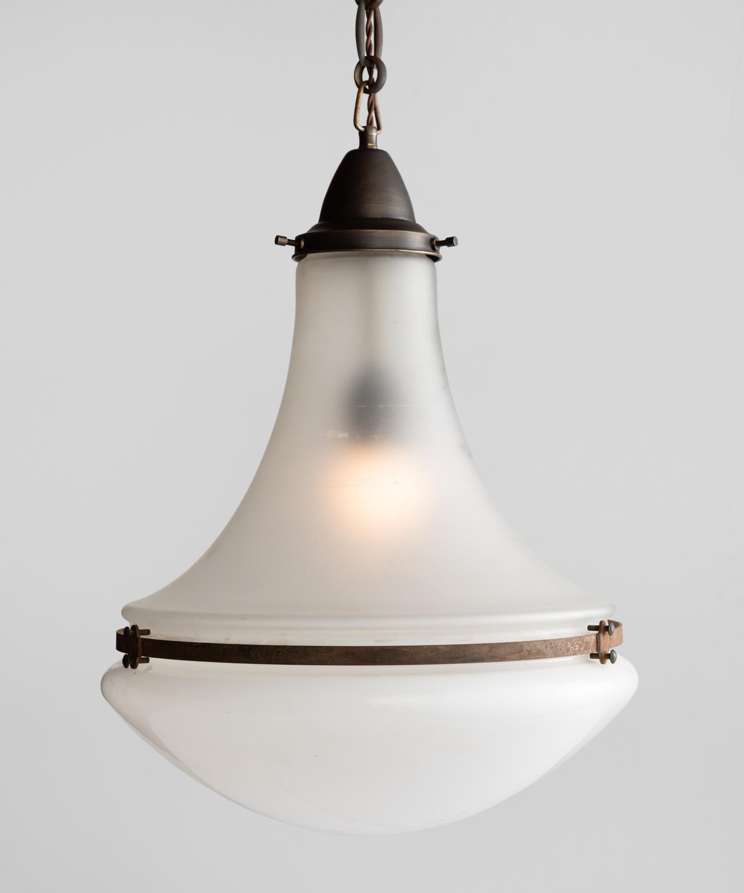 Modern Large Luzette Pendant by Peter Behrens, Germany, circa 1930