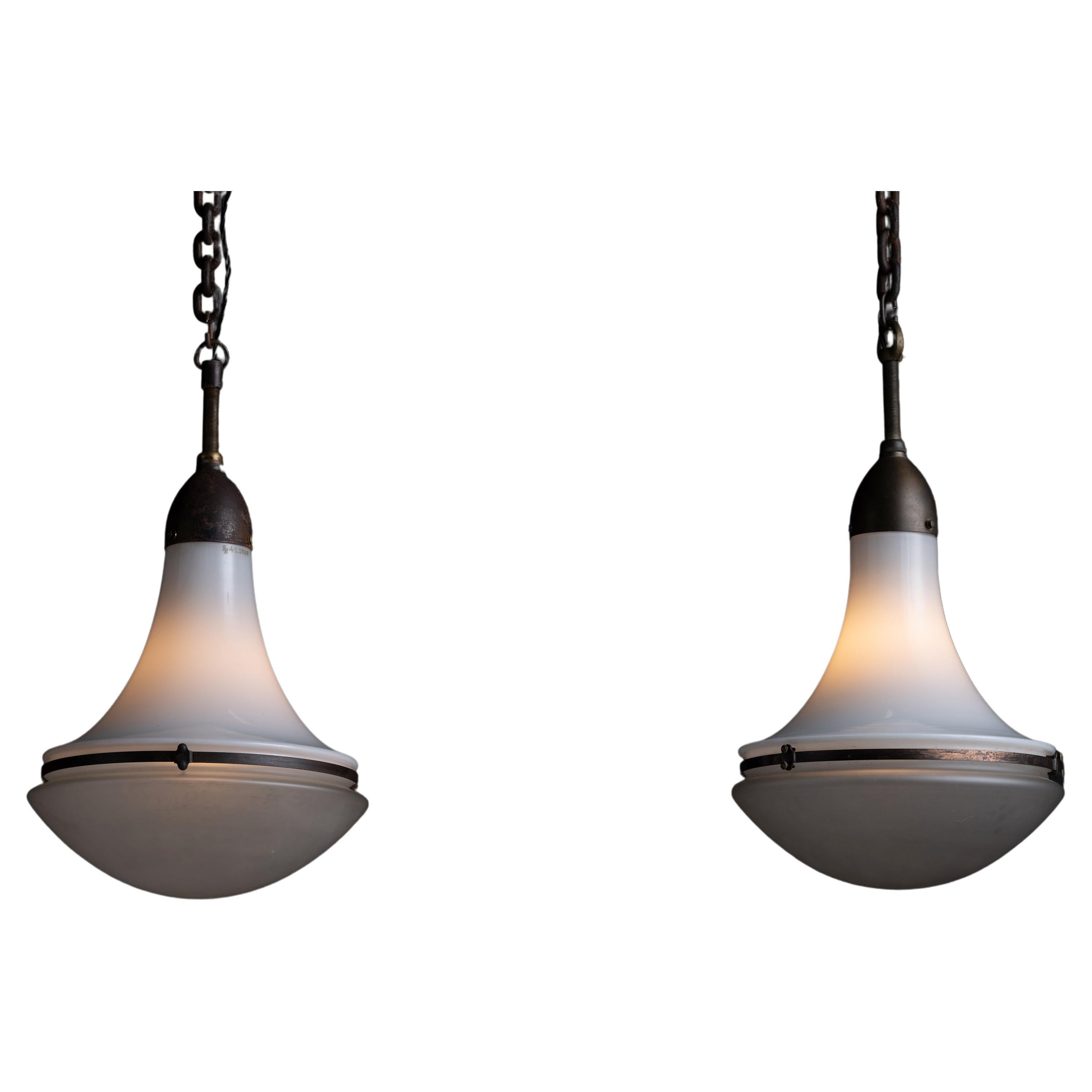 Large Luzette Pendants by Peter Behrens, Germany, circa 1920