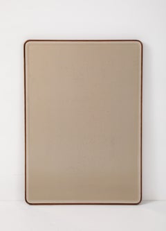 Large M. Bega Smoked Bevelled Glass Walnut Frame Mirror, Italy, 1940's
