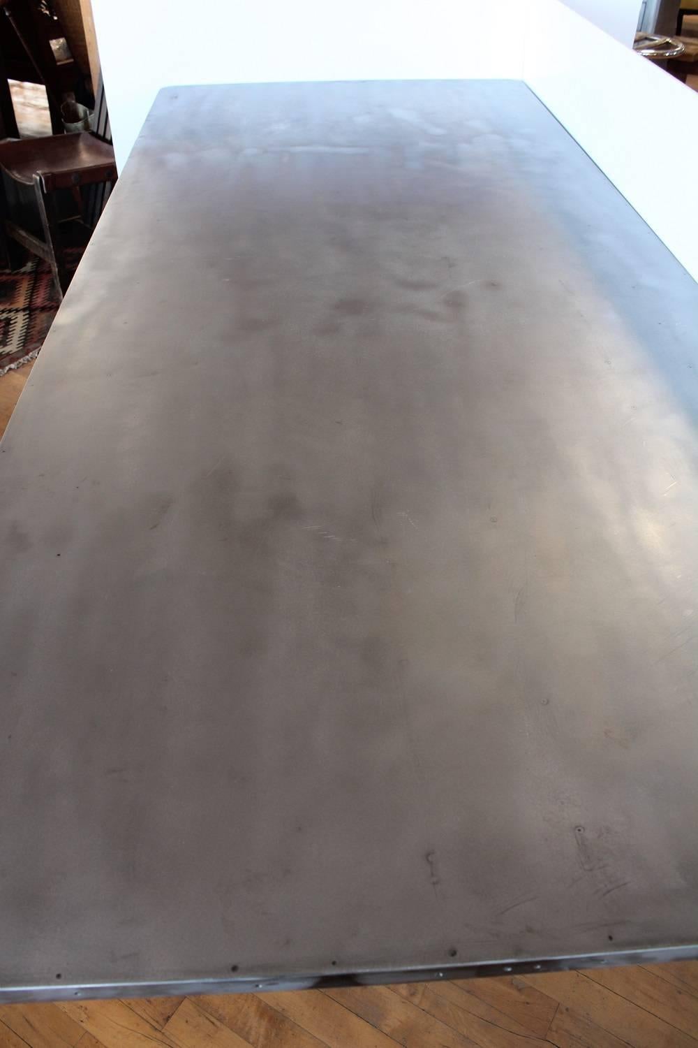 Industrial Large Machine Age Metal Desk/Dining Table For Sale