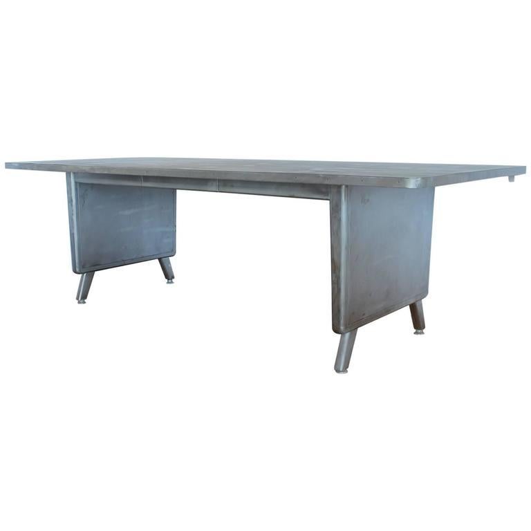 American Large Machine Age Metal Desk/Dining Table For Sale