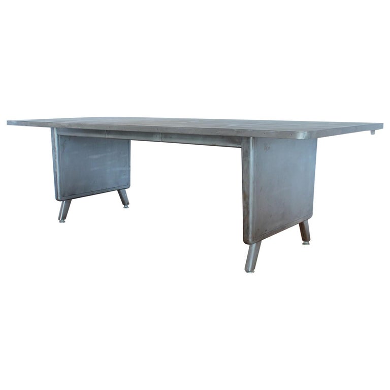 Large Machine Age Metal Desk/Dining Table For Sale