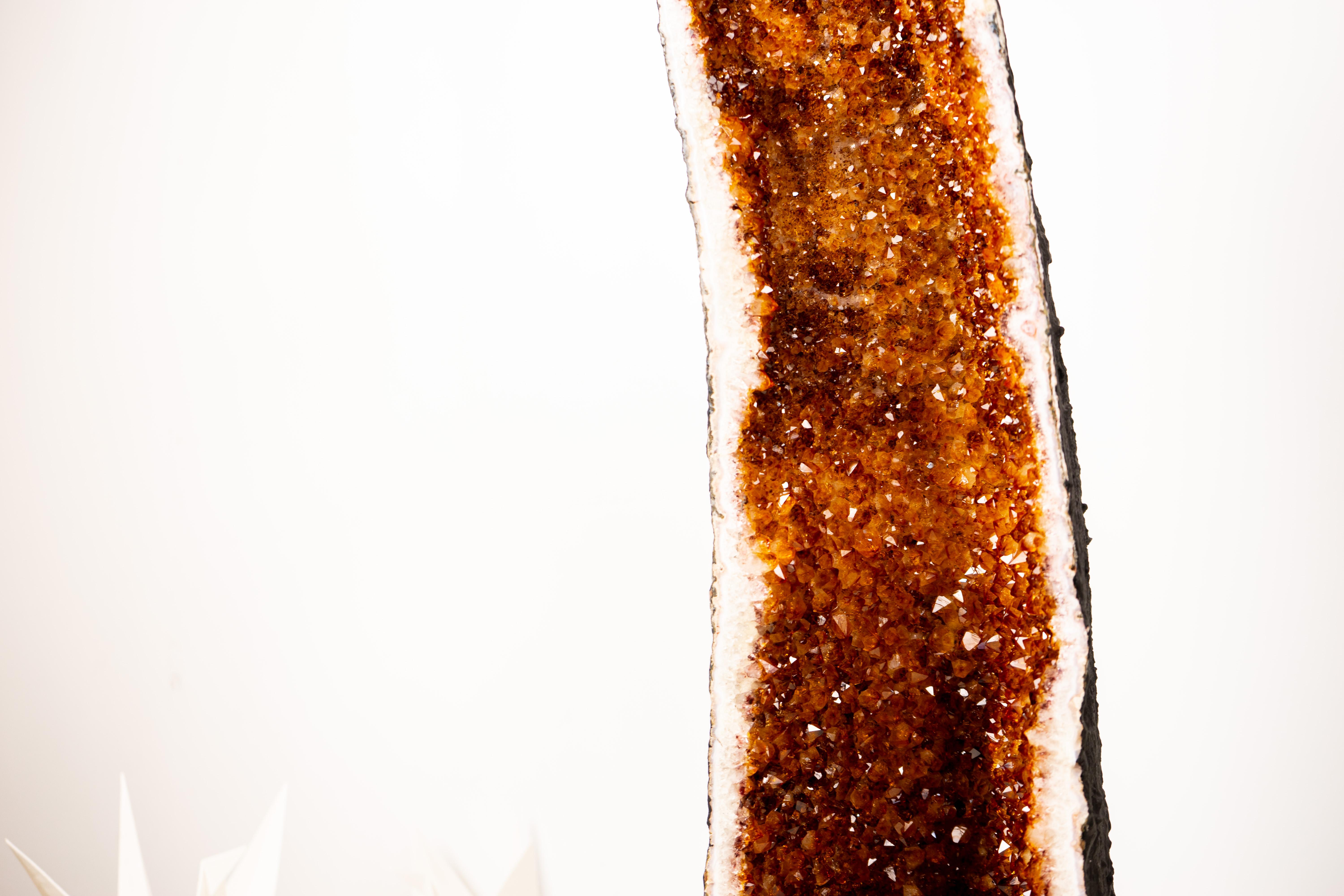 Crystal Large Madeira Citrine Geode Cathedral with Sparkly Deep Orange Druzy For Sale
