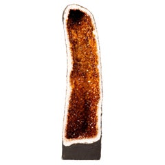 Geoda Catedral Grande de Citrino de Madeira con Druzy Brillante Naranja Profundo