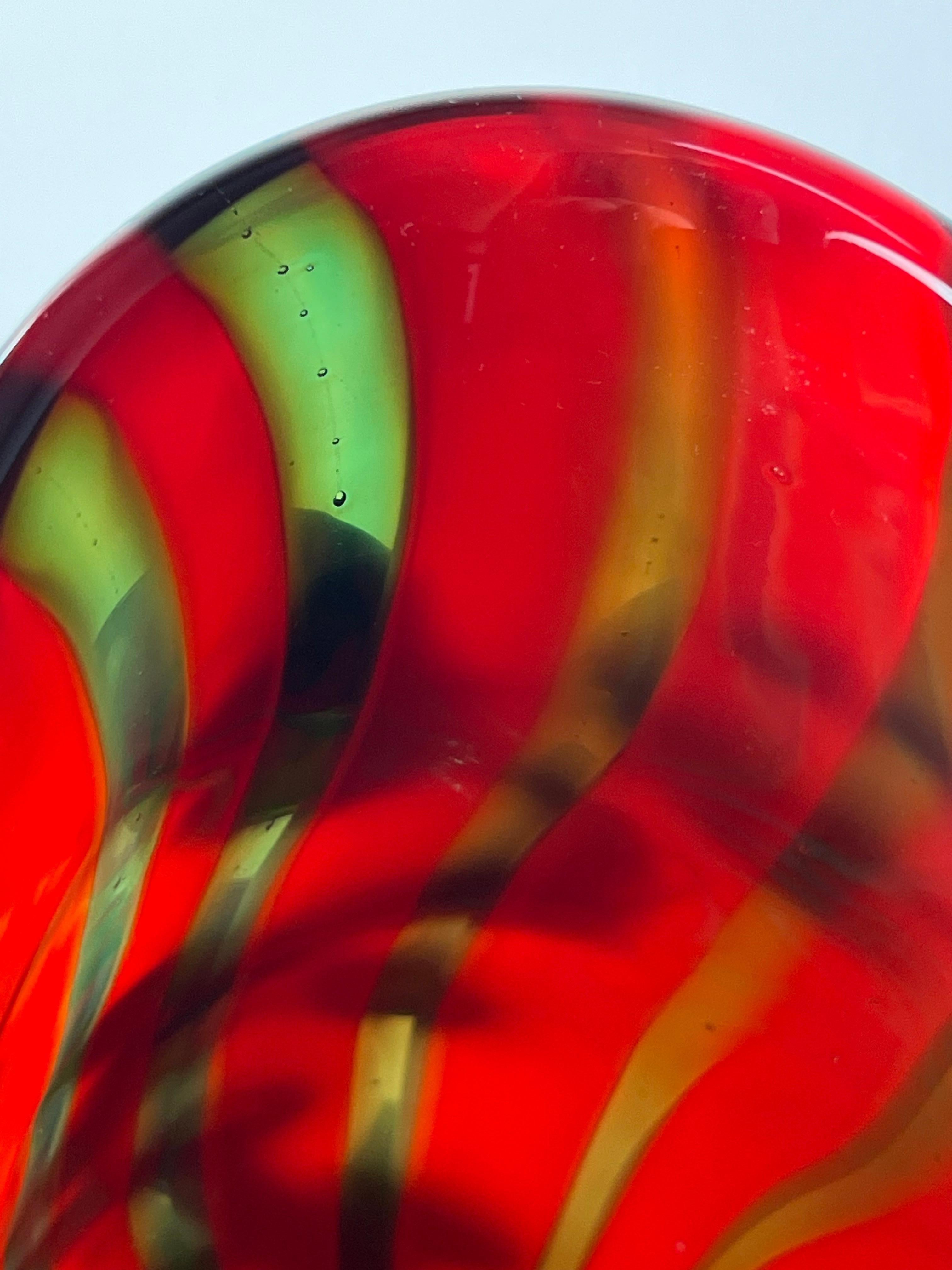Large Maestri Muranesi Mid-century Polychrome Murano Submerged Glass Vase, 1950s For Sale 5