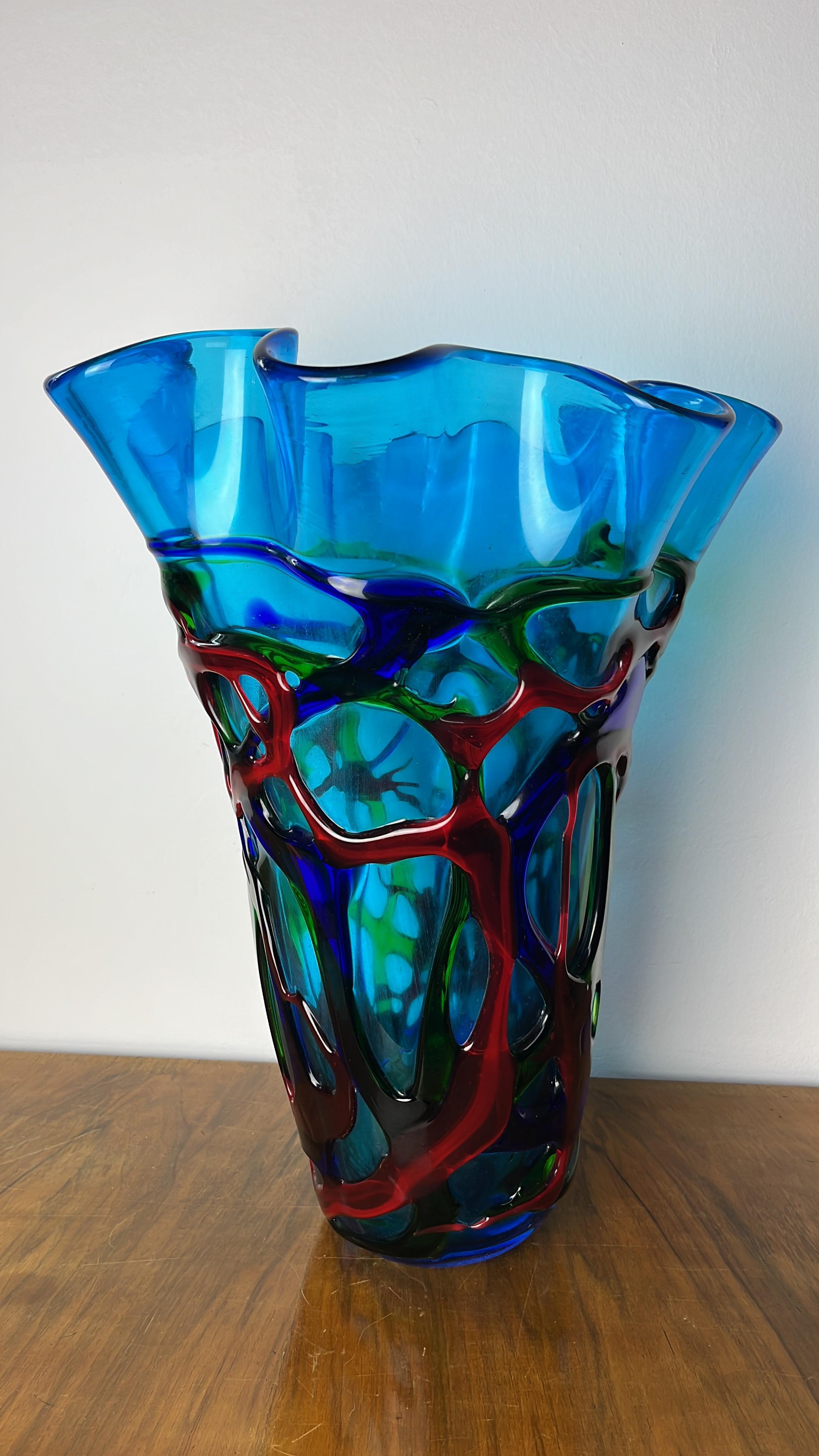 Grande vaso in vetro sommerso di Murano policromo di Maestri Muranesi della metà del secolo scorso, anni '50 in vendita 5