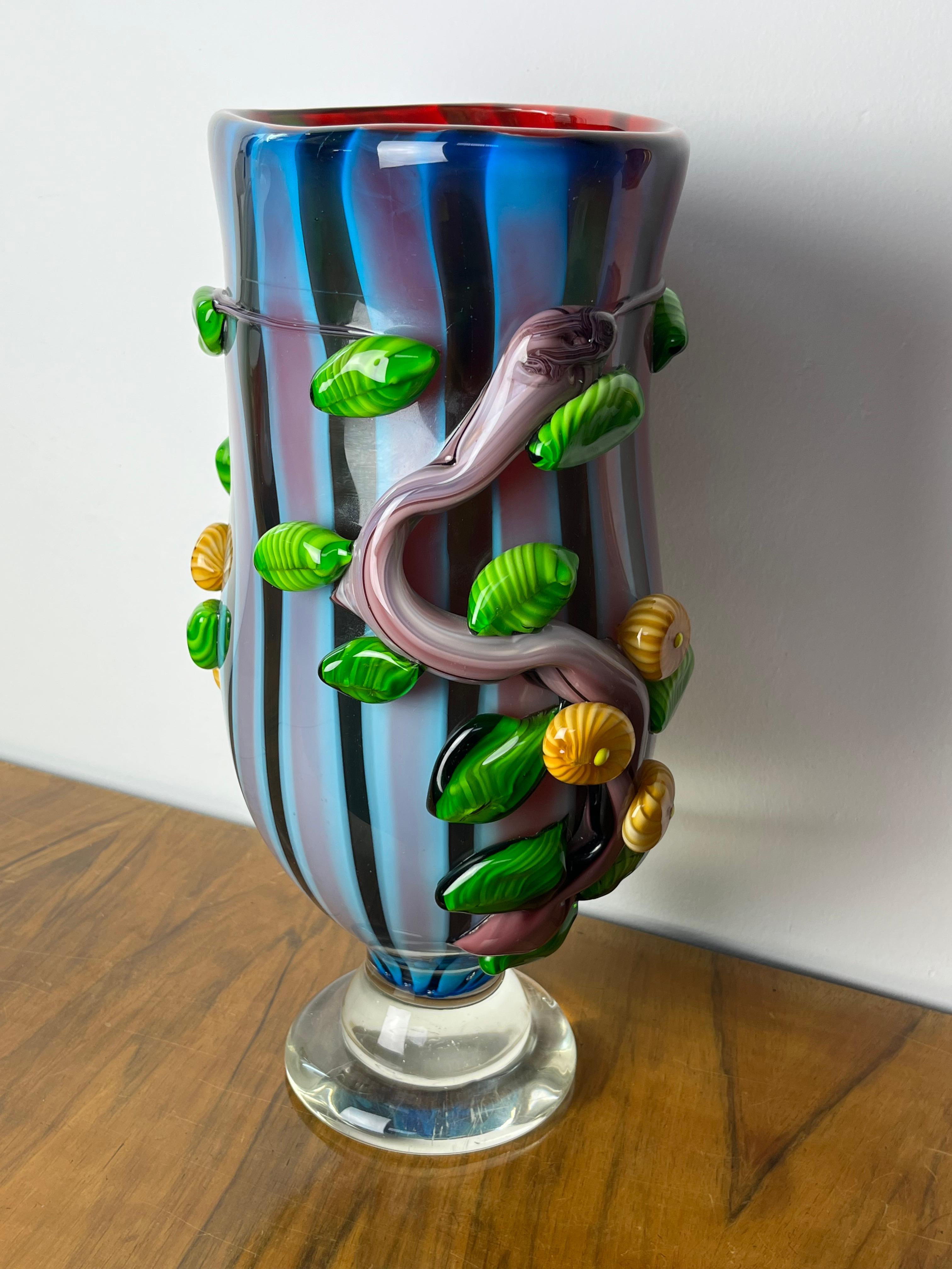 Italian Large Maestri Muranesi Mid-century Polychrome Murano Submerged Glass Vase, 1950s For Sale