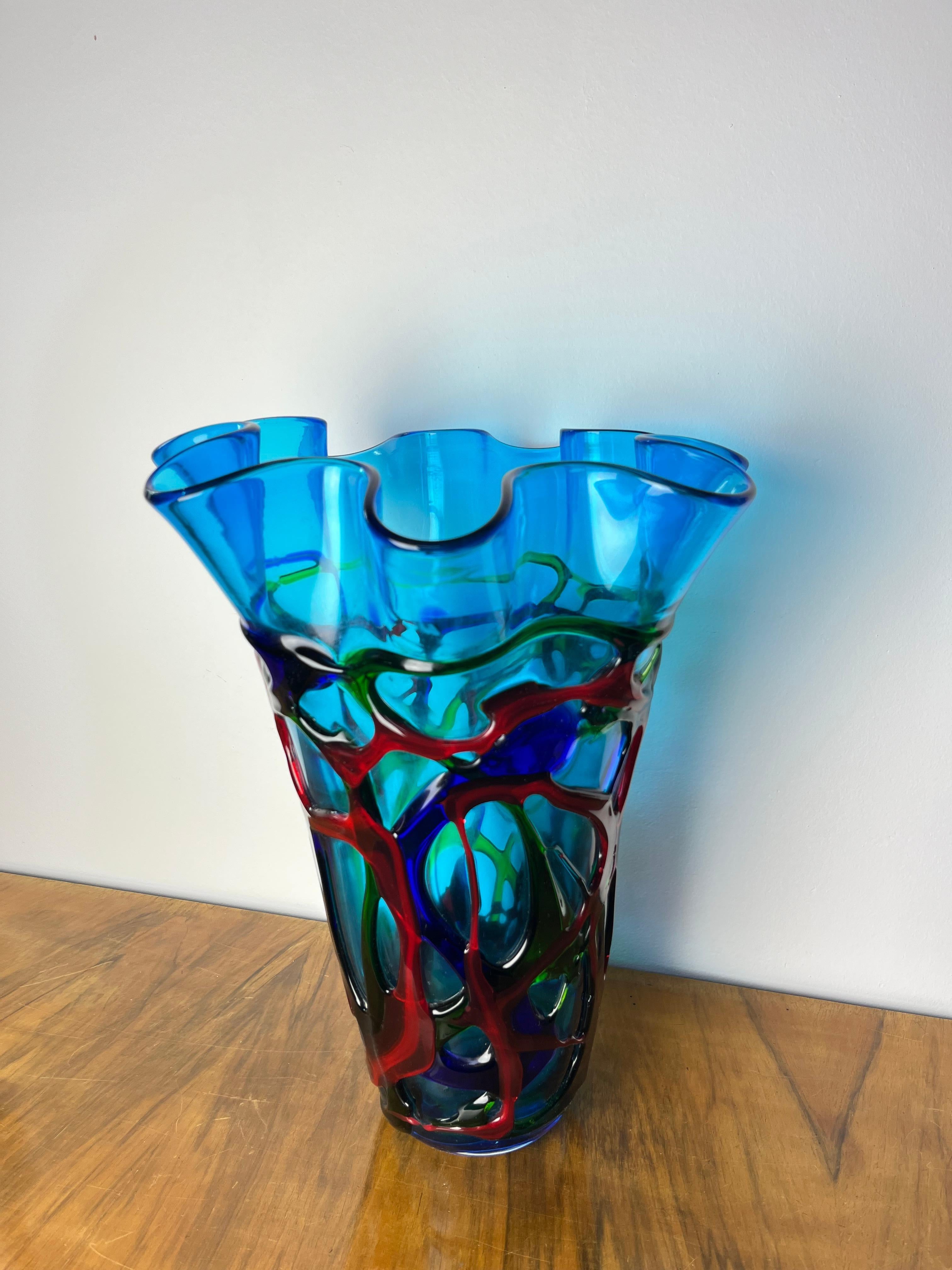 Grande vaso in vetro sommerso di Murano policromo di Maestri Muranesi della metà del secolo scorso, anni '50 in vendita 1