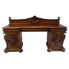 Grand et magnifique buffet ancien William IV en acajou sculpté