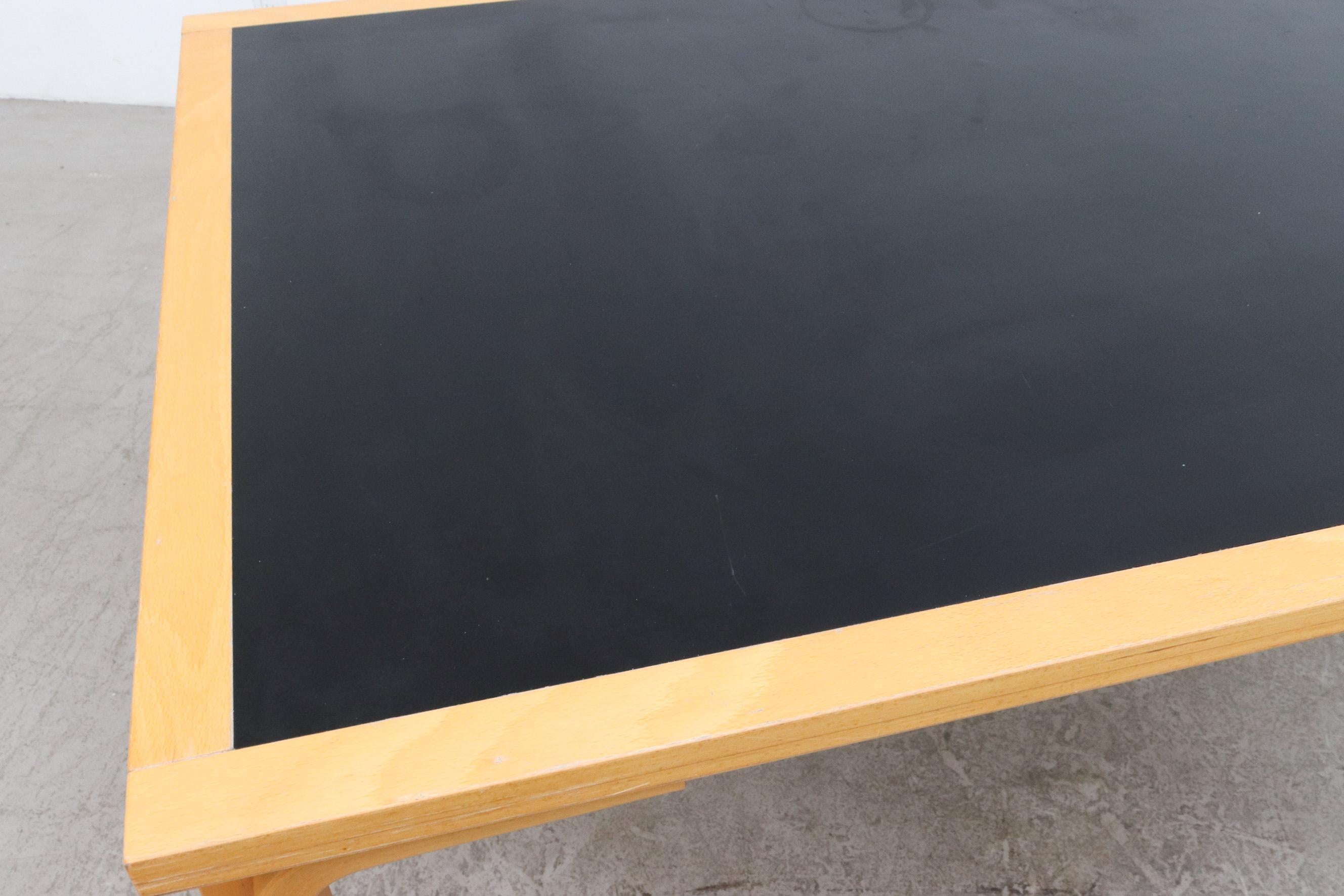 Large Magnus Olesen Dining Table with Black Formica Top and Bent Birch Legs 3