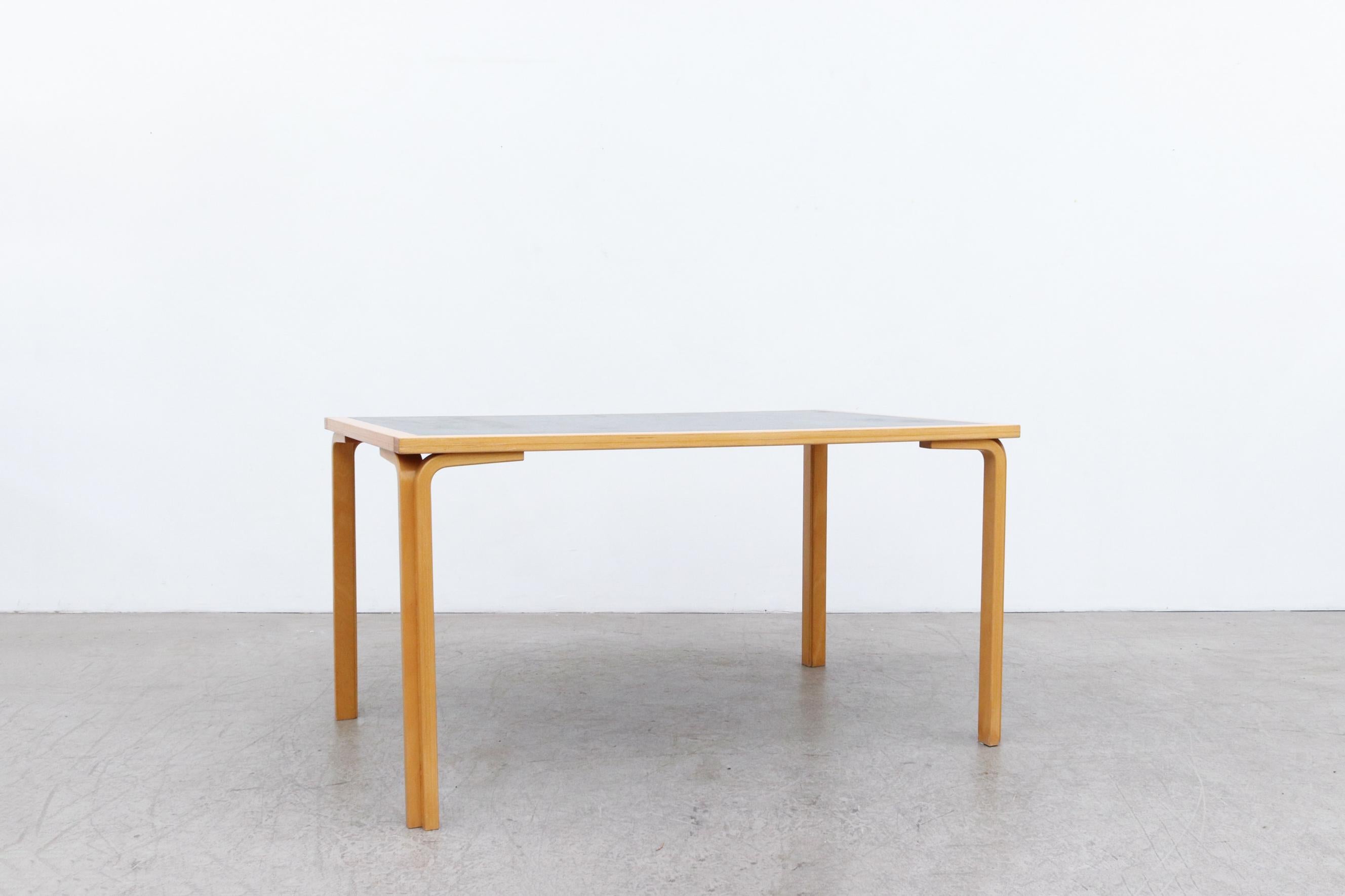 Mid-Century Modern Large Magnus Olesen Dining Table with Black Formica Top and Bent Birch Legs