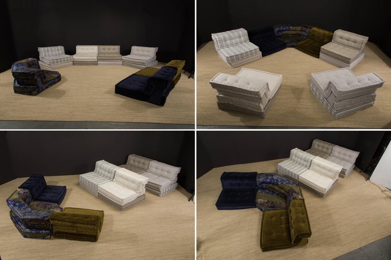 Large 'Mah Jong' Sectional Sofa Set by Hans Hopfer for Roche Bobois, Signed  For Sale 13