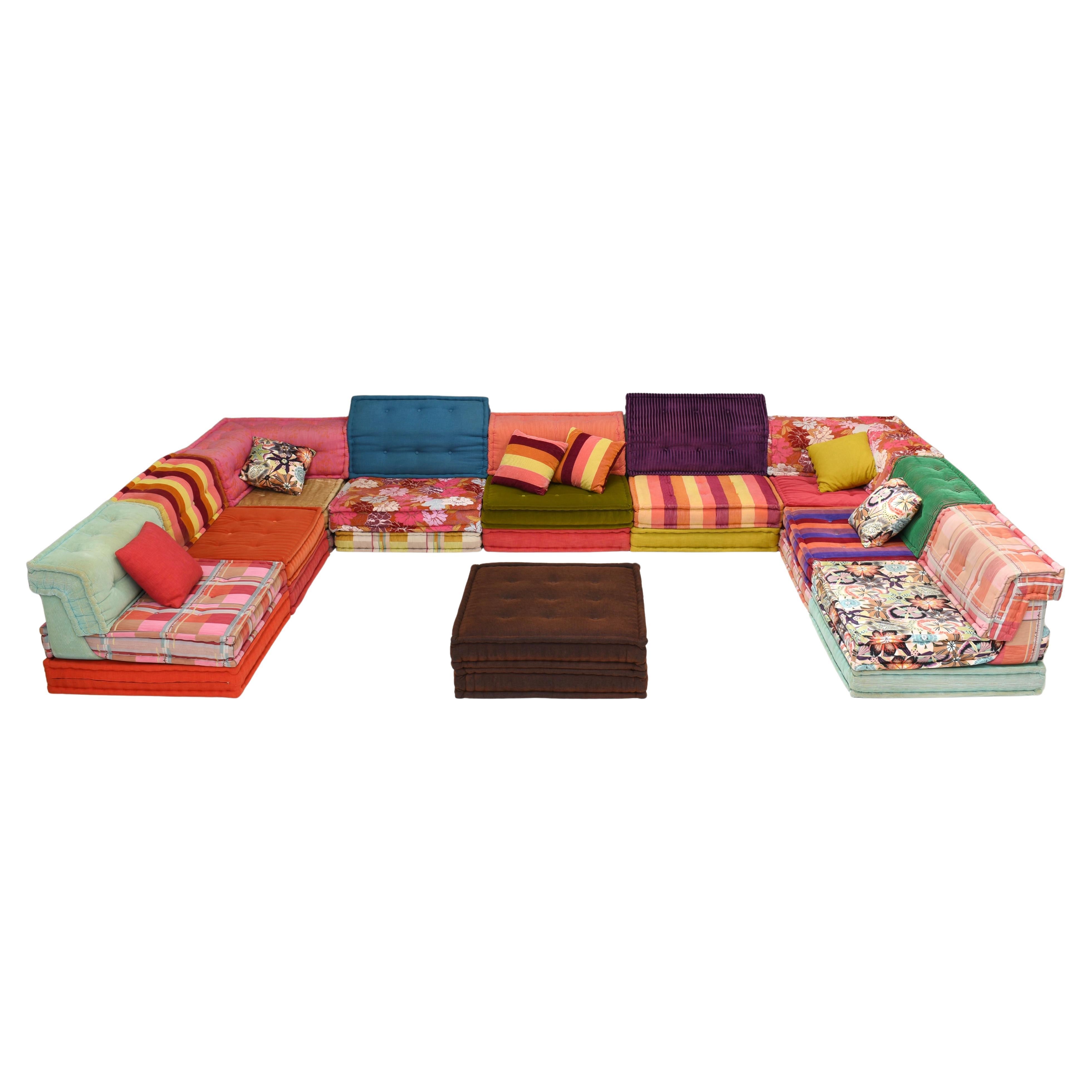 Large Mah Jong sofa in original fabric by Hans Hopfer for Roche Bobois 35 pieces