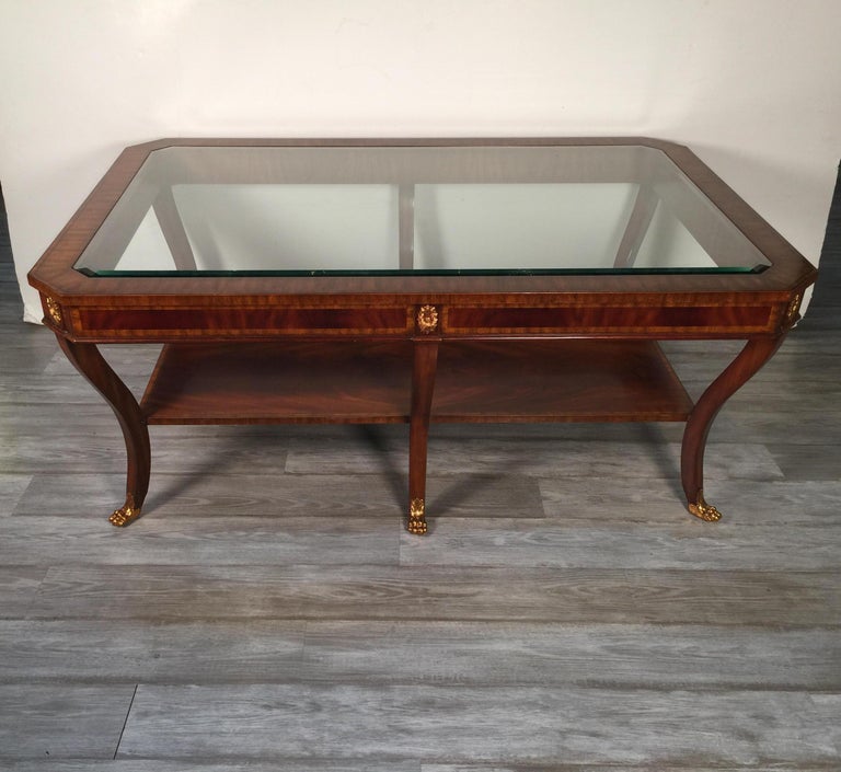 Large Mahogany And Glass Tail Coffee Table By Maitland Smith For At 1stdibs - Glass Inlay Coffee Table Large Mahogany And Glass Tail Coffee Table By Maitland Smith For At 1stdibs - Glass Inlay Coffee Table