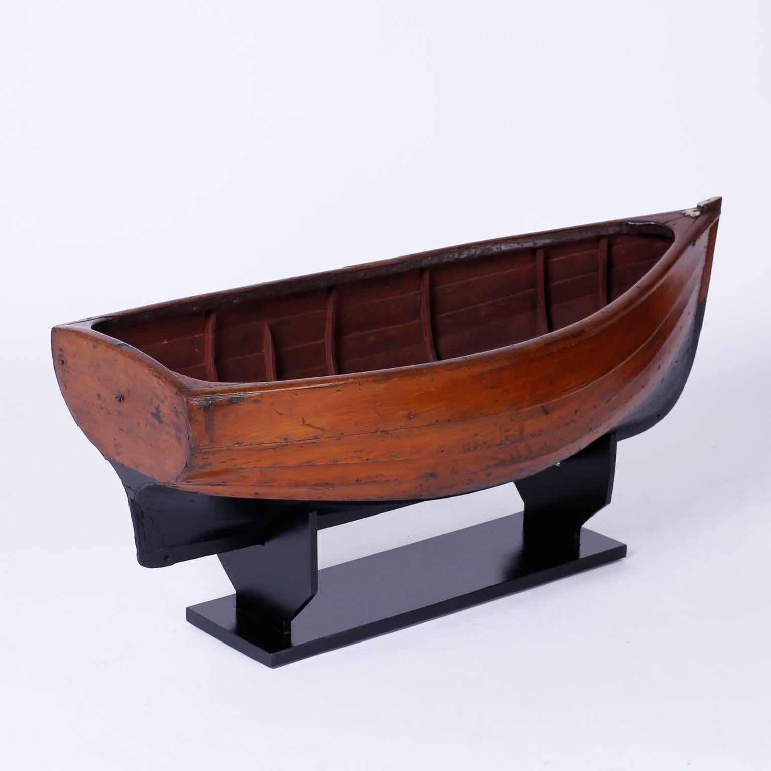 English Large Mahogany Antique Boat Model For Sale