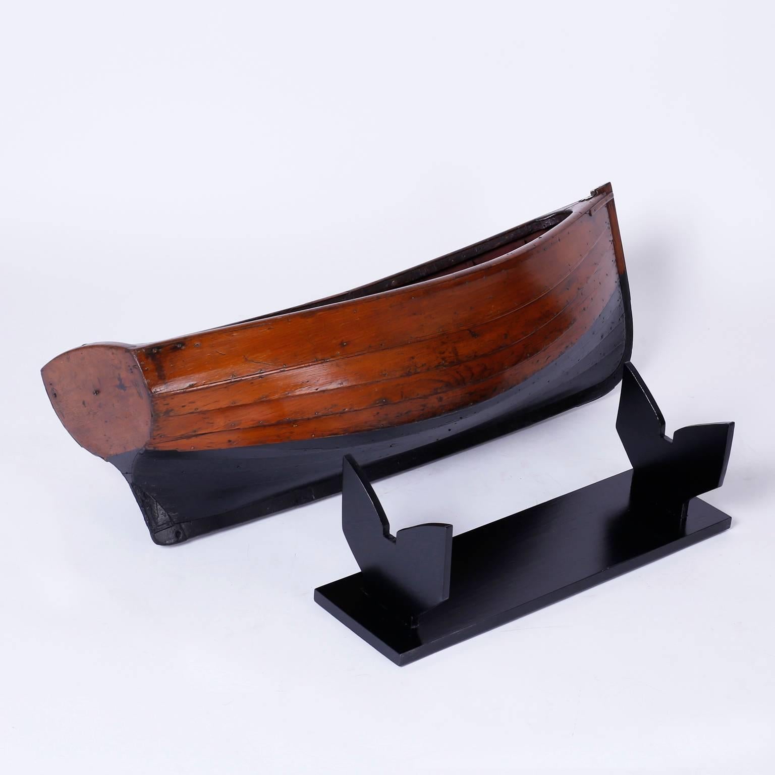 Large Mahogany Antique Boat Model In Excellent Condition For Sale In Palm Beach, FL