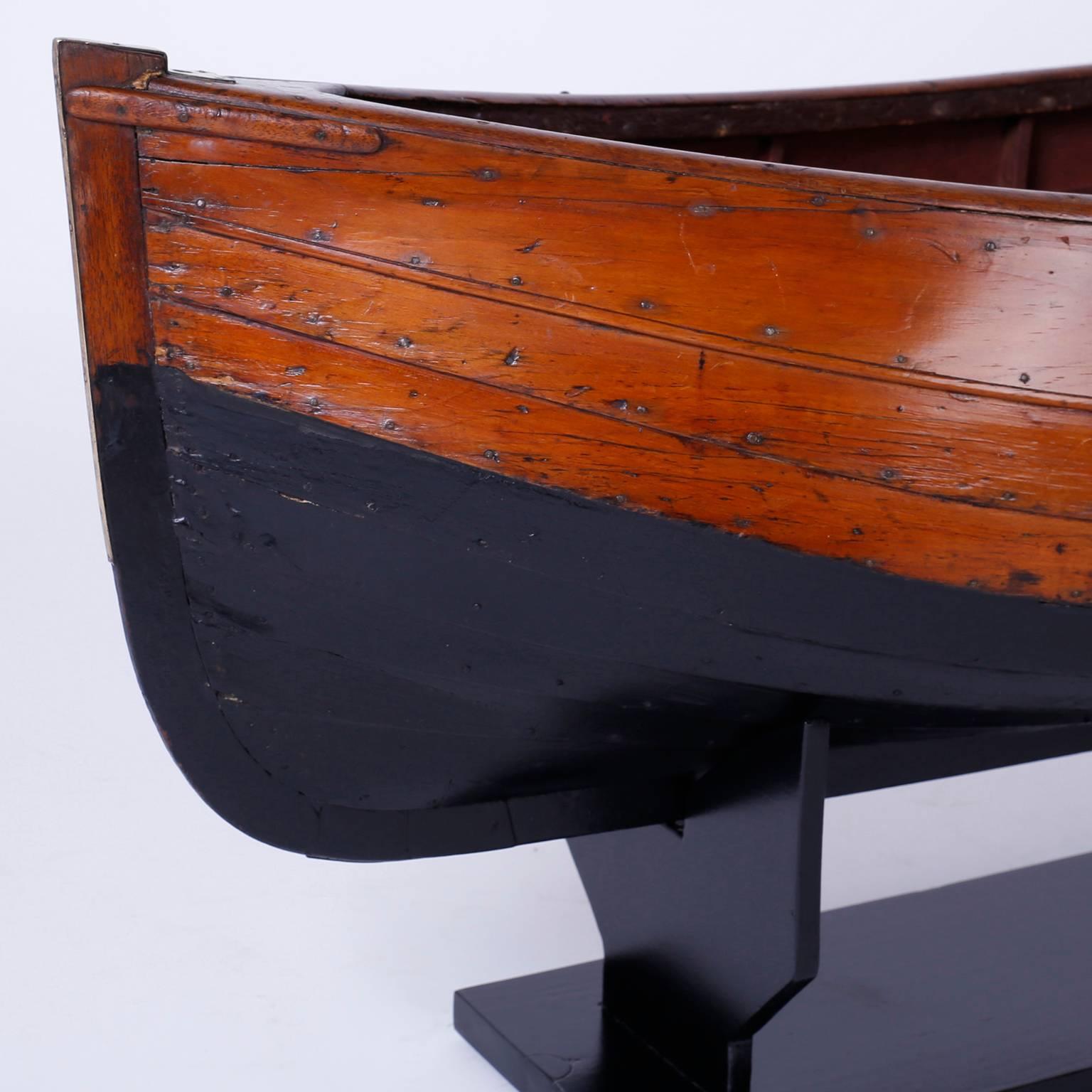 19th Century Large Mahogany Antique Boat Model For Sale