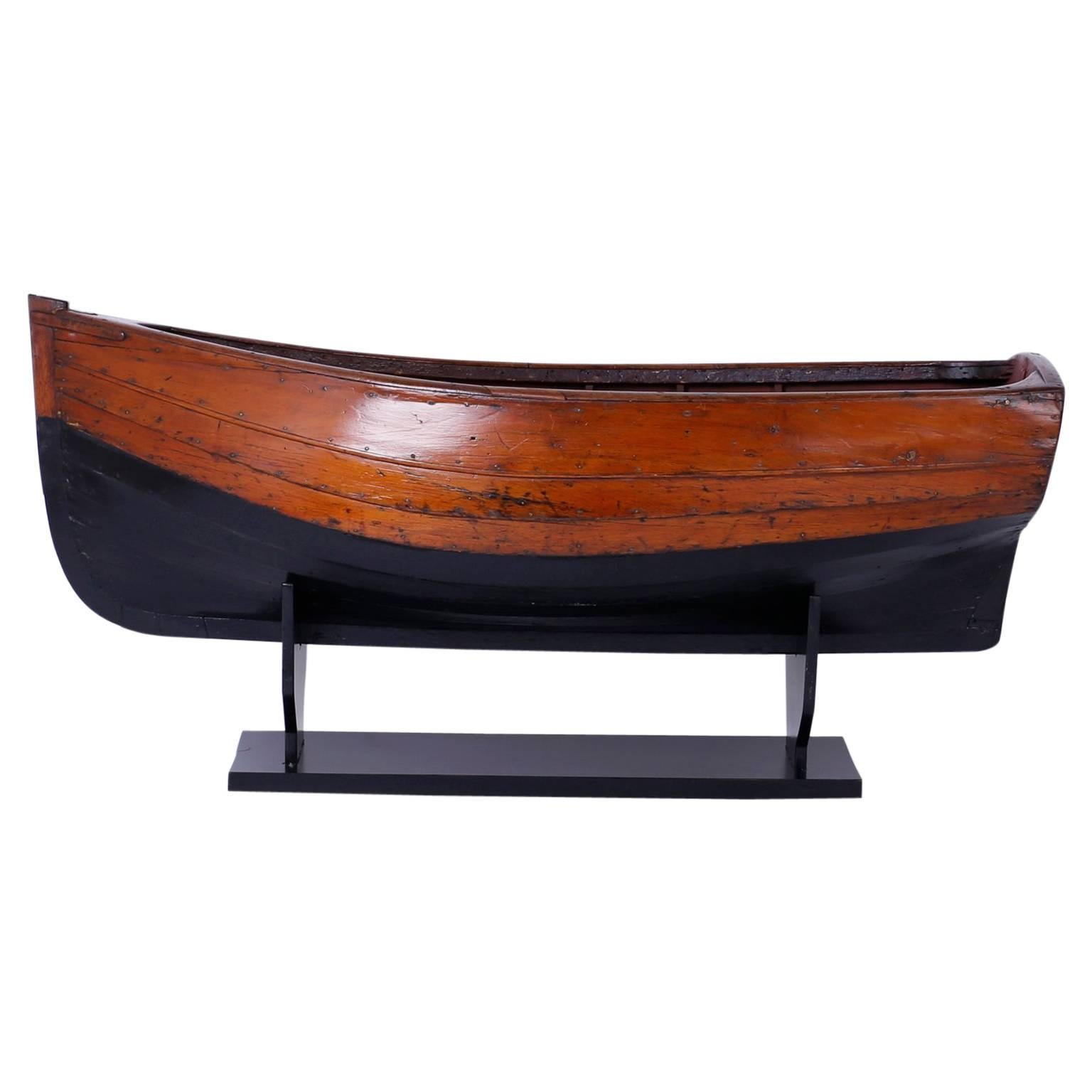 Large Mahogany Antique Boat Model For Sale